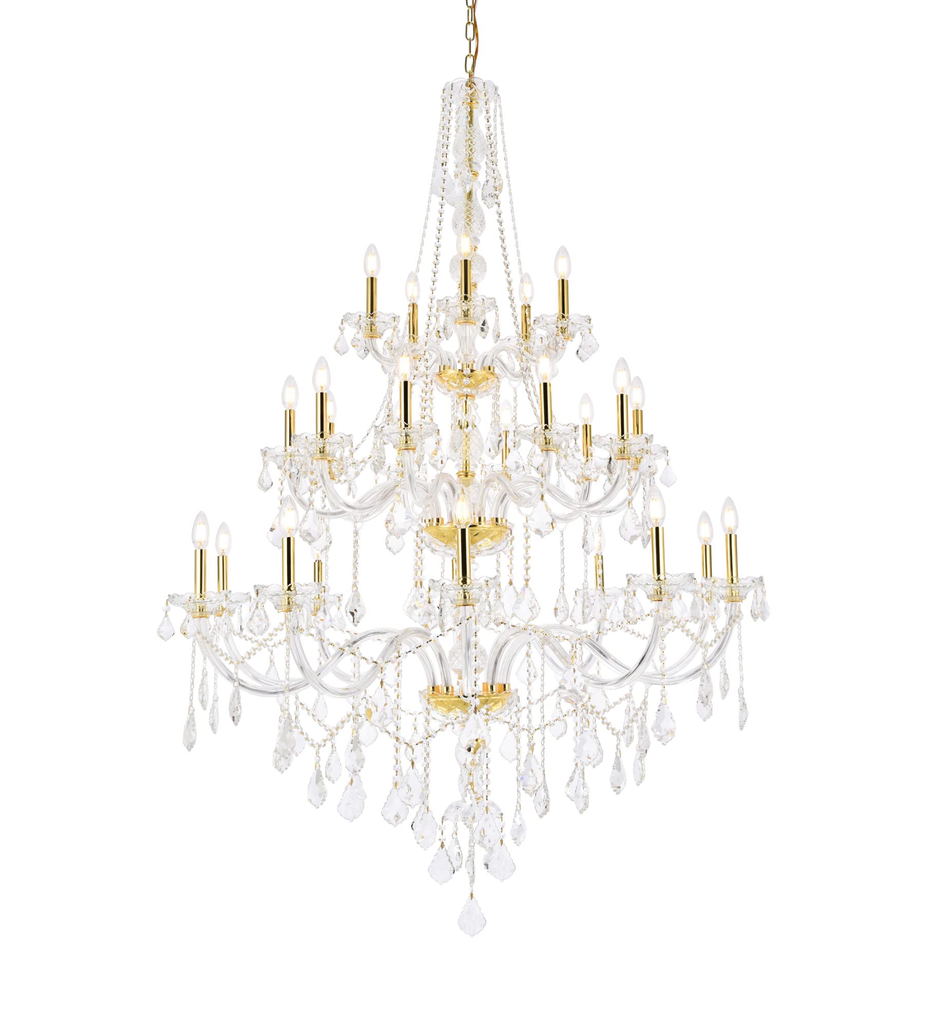Elegant Lighting 25-Light Gold Chandelier With Clear Royal Cut Crystal