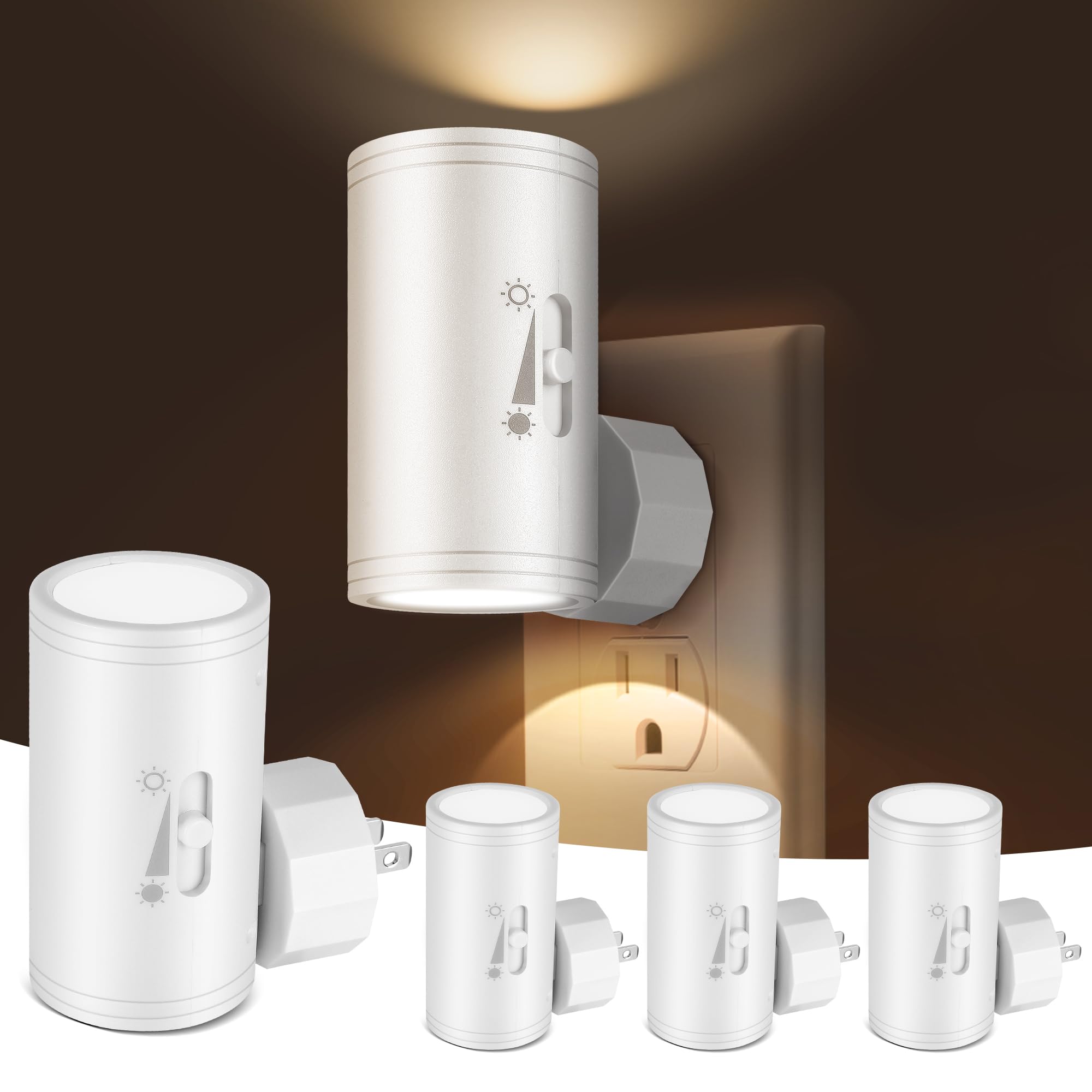 SETEN LED Night Lihgt Dimmable Plug into Wall,Night Lights Plug in,Cool White 4000K(0-300 LM), Light Sensor Dusk to Dawn Nightli