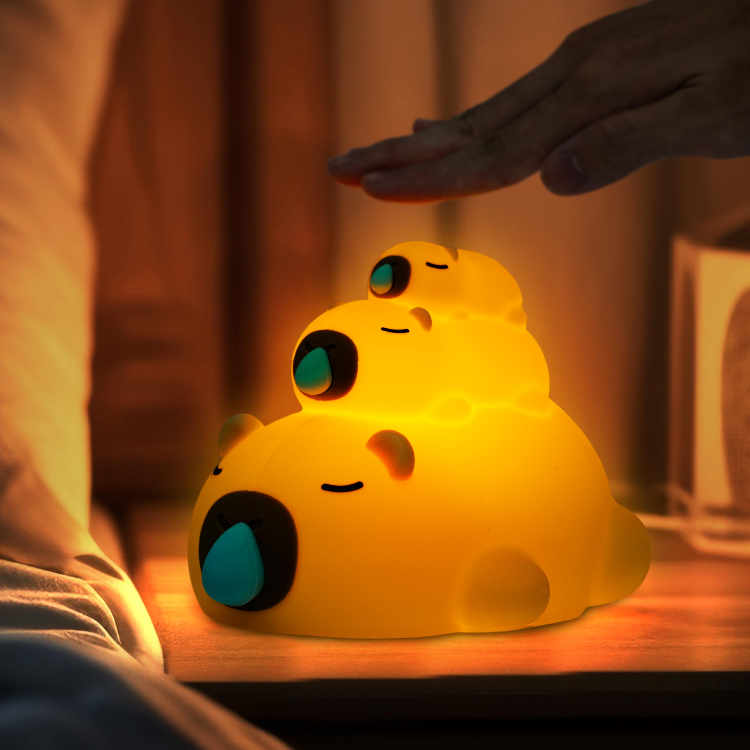 Gqiirl Capybara Night Light For Kids - Cute Capybara Nigh Lamp With 3 Levels Dimmable And Timer  Silicone Animal Touch Bedside Lamps  Rechargeable Squishy Little Nightlights For Bedroom Boy Girl Gifts