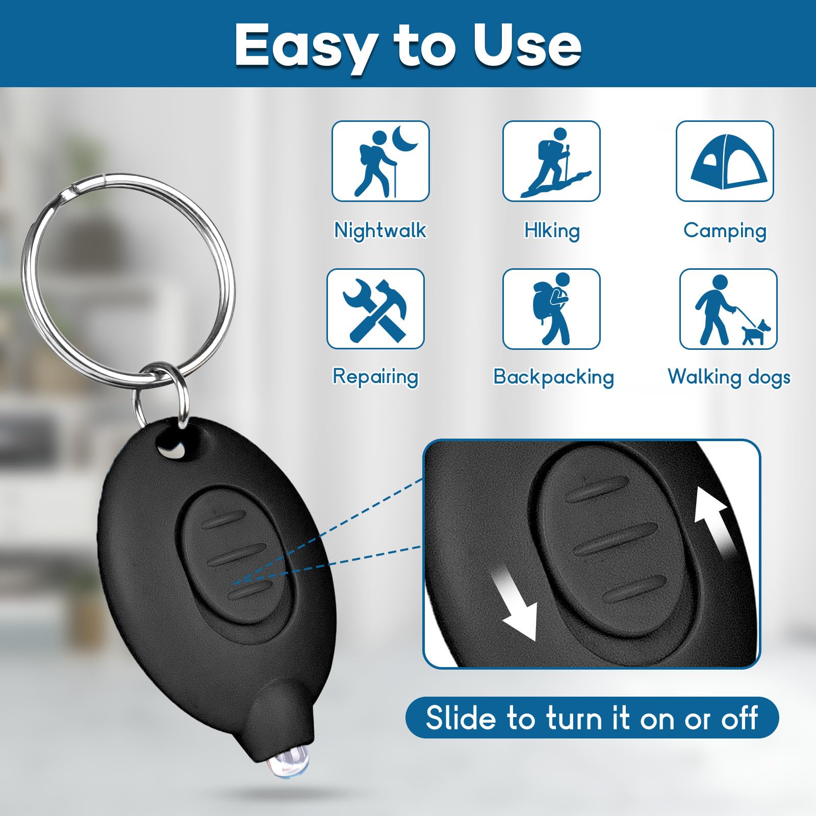 Uaimvie 6 Pcs Led Keychain Flashlight Mini Keychain Light Ultra Bright Tiny Flashlight Small Portable Light Battery Powered With