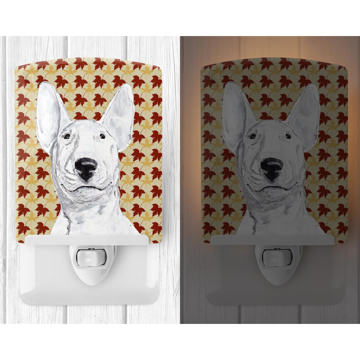 Carolines Treasures Ceramic Night Light, Bull Terrier Design, UL-Certified, 6x4x3in, Multicolor, Model SC9548CNL