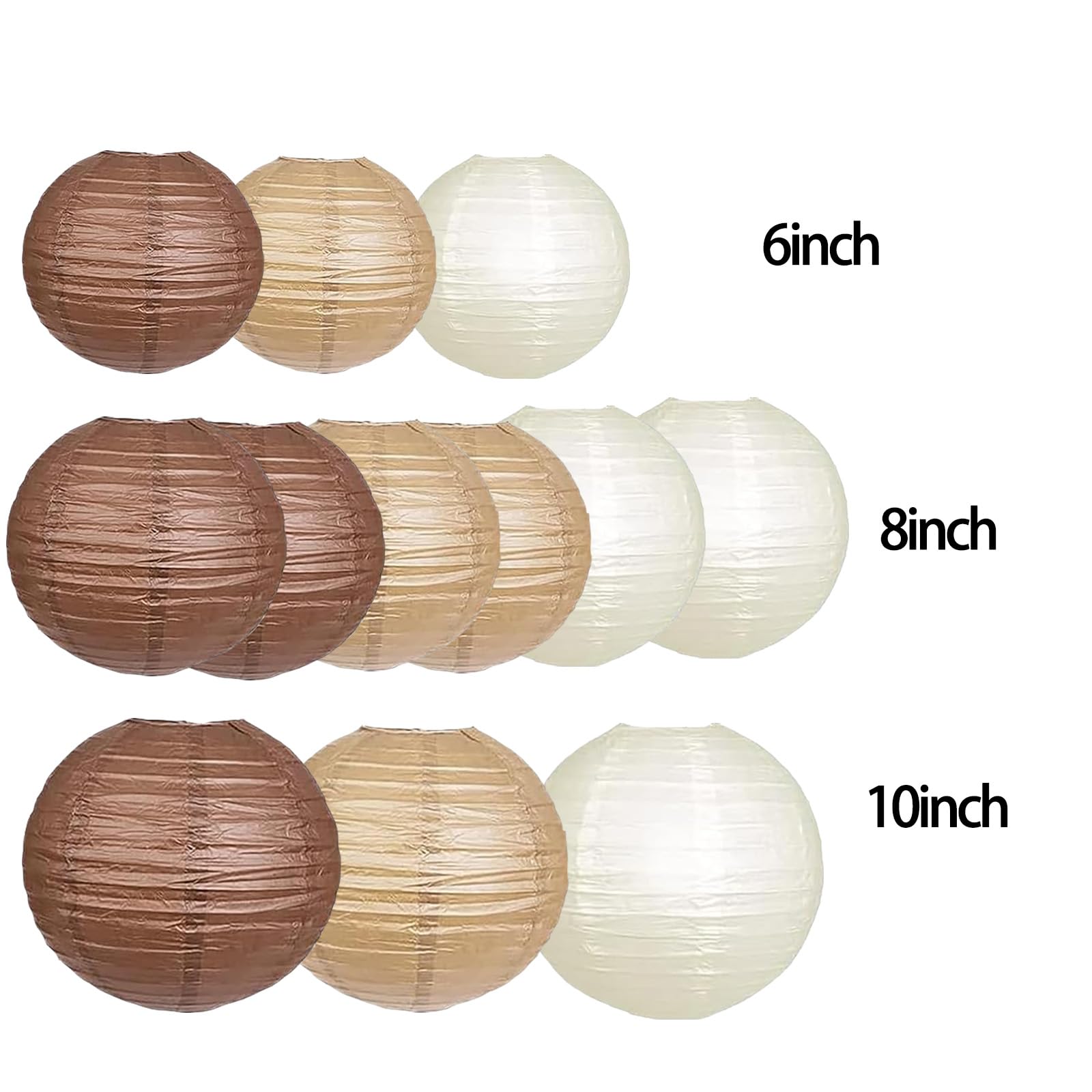 Siprkaict Boho Party Decor,Brown Hanging Paper Lanterns For Rustic Birthday Wedding Bridal Baby Shower Home Party Decoration(Bro