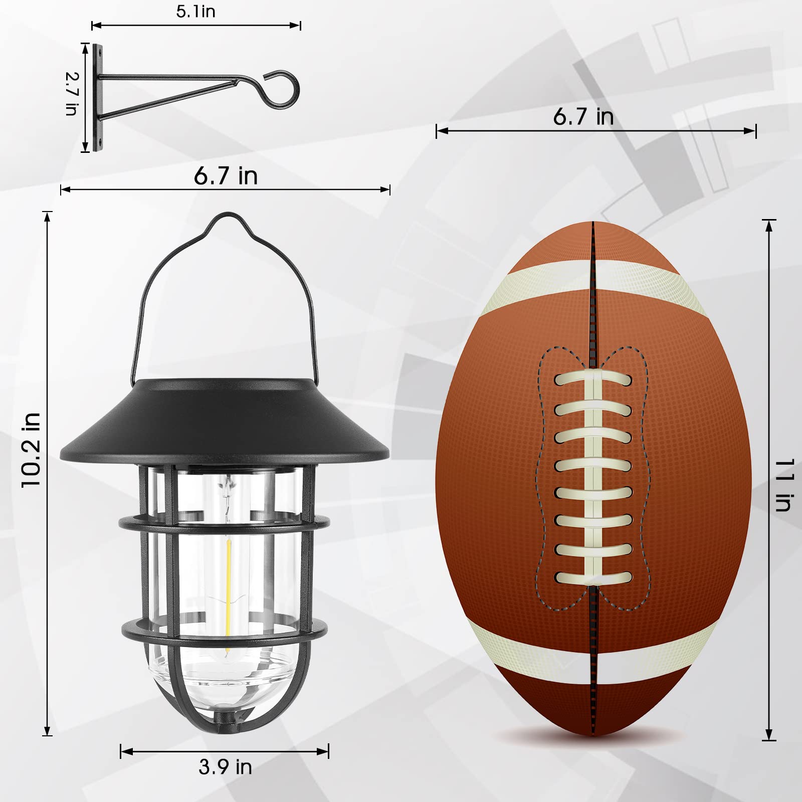 Derynome Solar Outdoor Lights - Waterproof Hanging Lanterns with Wall Mount Kit, Black, Aluminum, Model JM018SLPK2, 2 Pack
