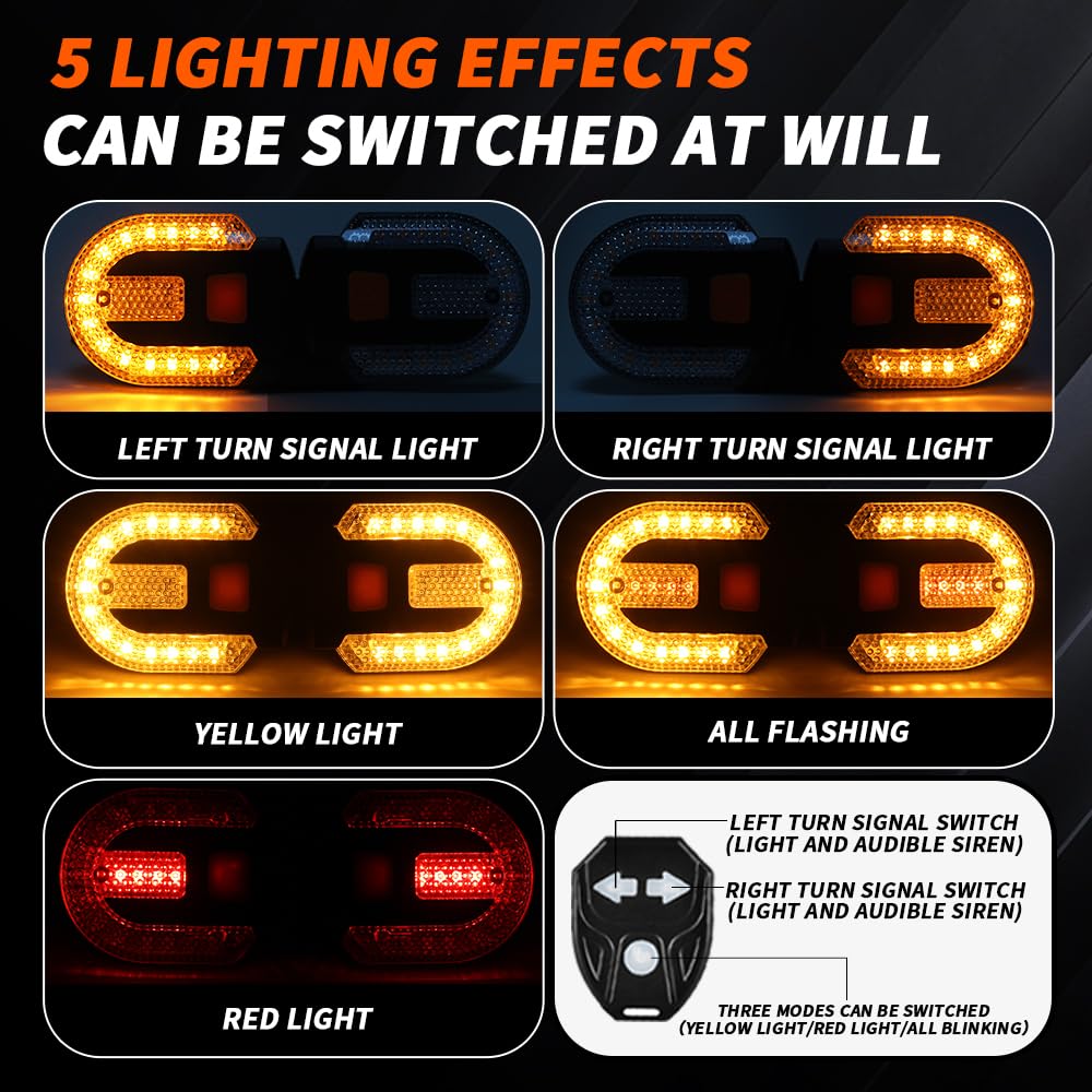 UPXSXT Bicycle Turn Signals with Alarm, USB Charging, Waterproof, 5 Modes, Yellow Red, Front & Rear Mountable Tail Light