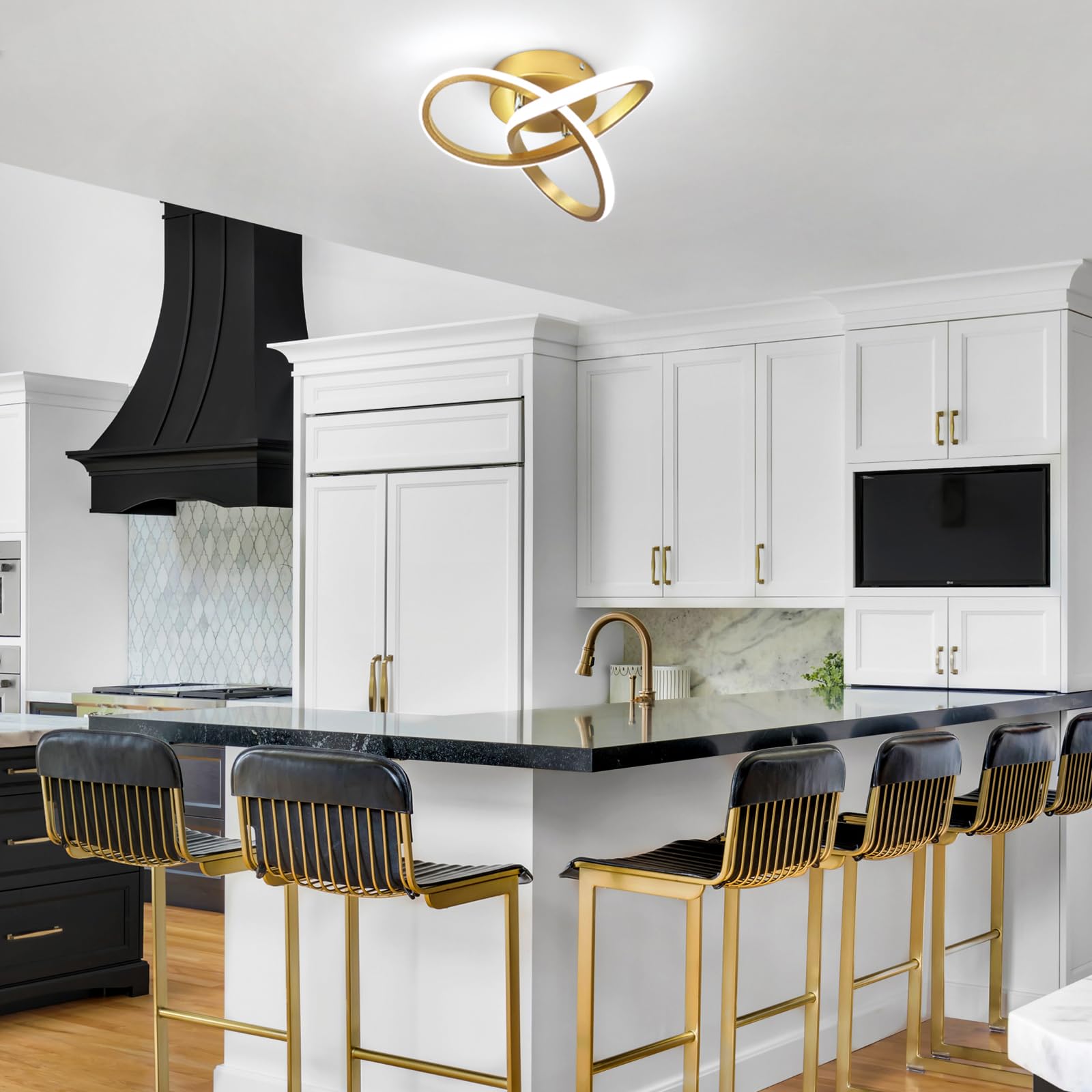 Caneoe Modern Led Ceiling Light Fixture,6000K Gold Led Hallway Light Fixtures Ceiling Lamp For Hallway Bedroom Bathroom Kitchen