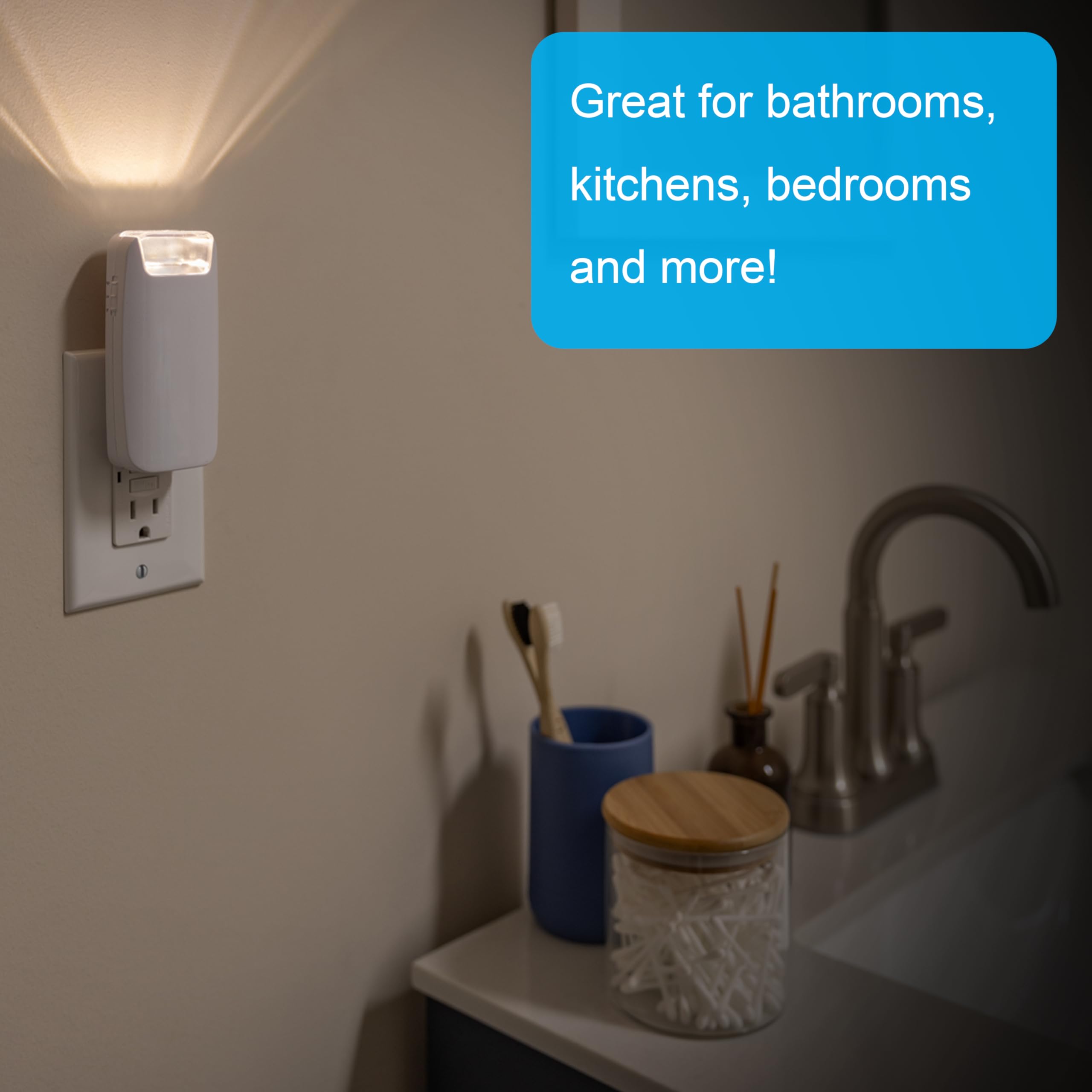 GE 4-in-1 LED Power Failure Light, 40 Lumens, Auto On/Off, Dusk-to-Dawn Sensor, 2 Pack - Emergency Flashlight & Night Light