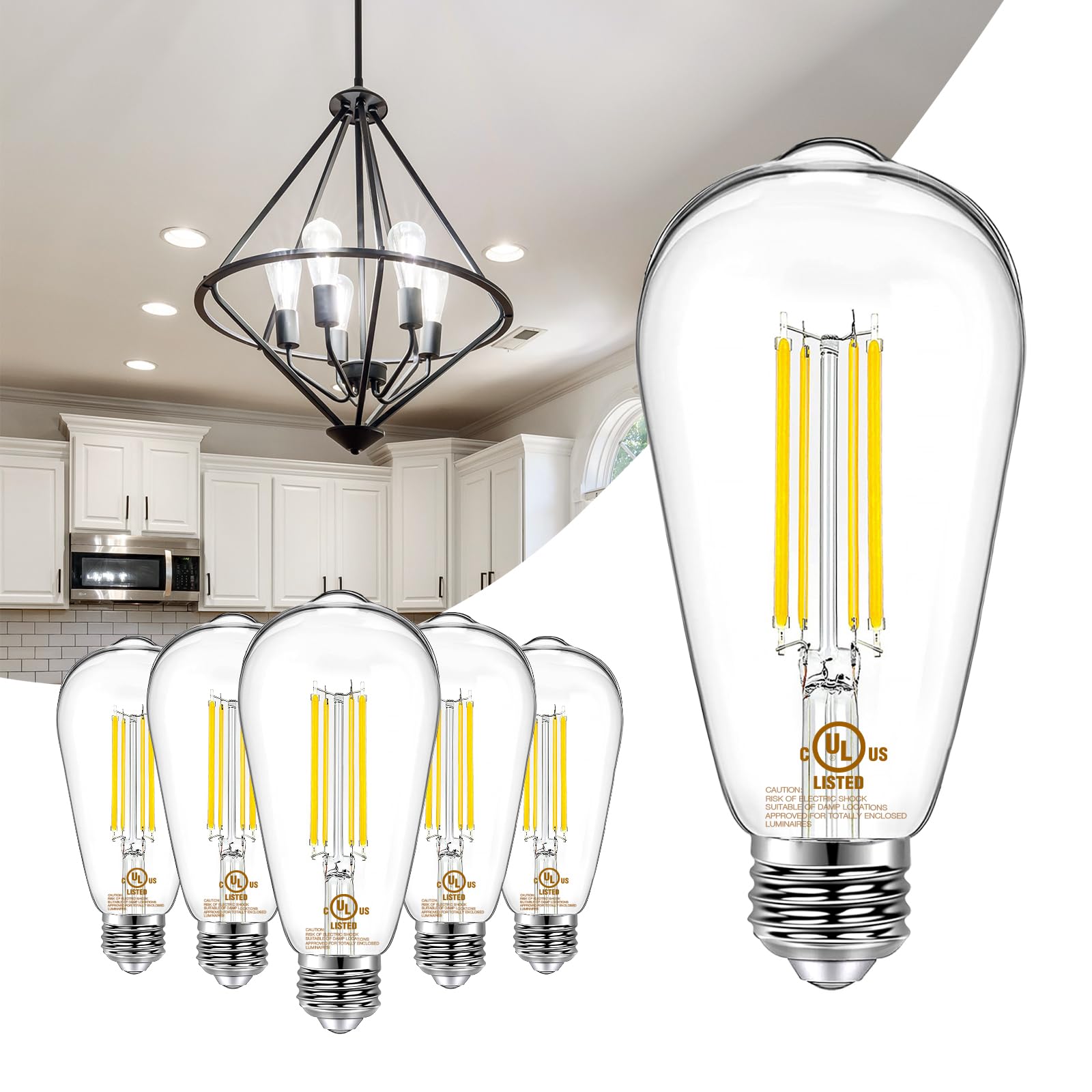 DAYBETTER 24 Pack Vintage LED Edison Bulbs, E26 Led Bulb 60W Equivalent, Dimmable Led Light Bulbs, High Brightness 800 LM Neutral White 4000K, ST58 Antique Filament Bulbs, Clear Glass Style for Home