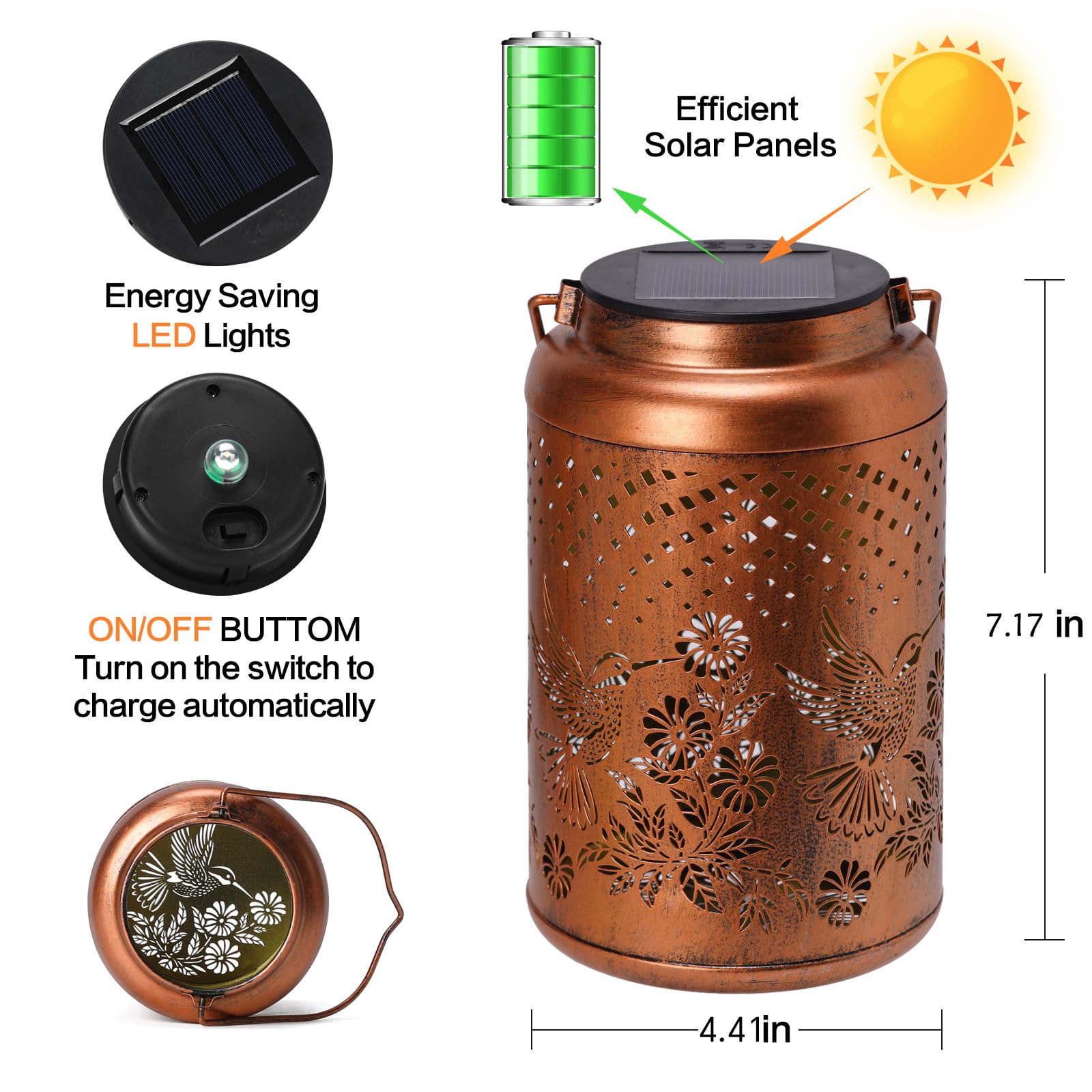 2 Pack Hummingbird Solar Lanterns Outdoor Waterproof Hanging Solar Lights, Garden Decor Gifts For Women Mom Grandma Metal Garden Decorative Lights For Yard, Backyard, Patio, Porch