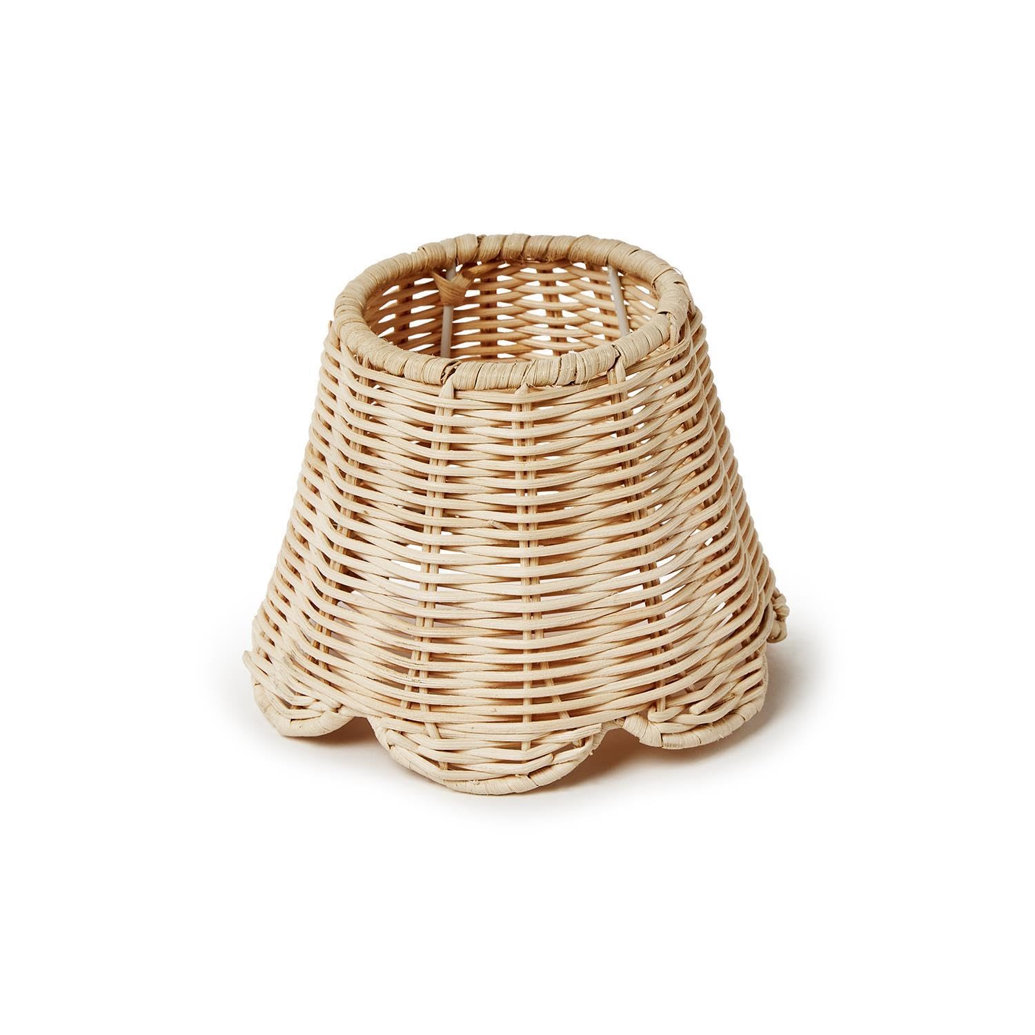 Twos Company Scallop Rattan Lamp Shade Cover with Scallop Edge, 5.5-Inch