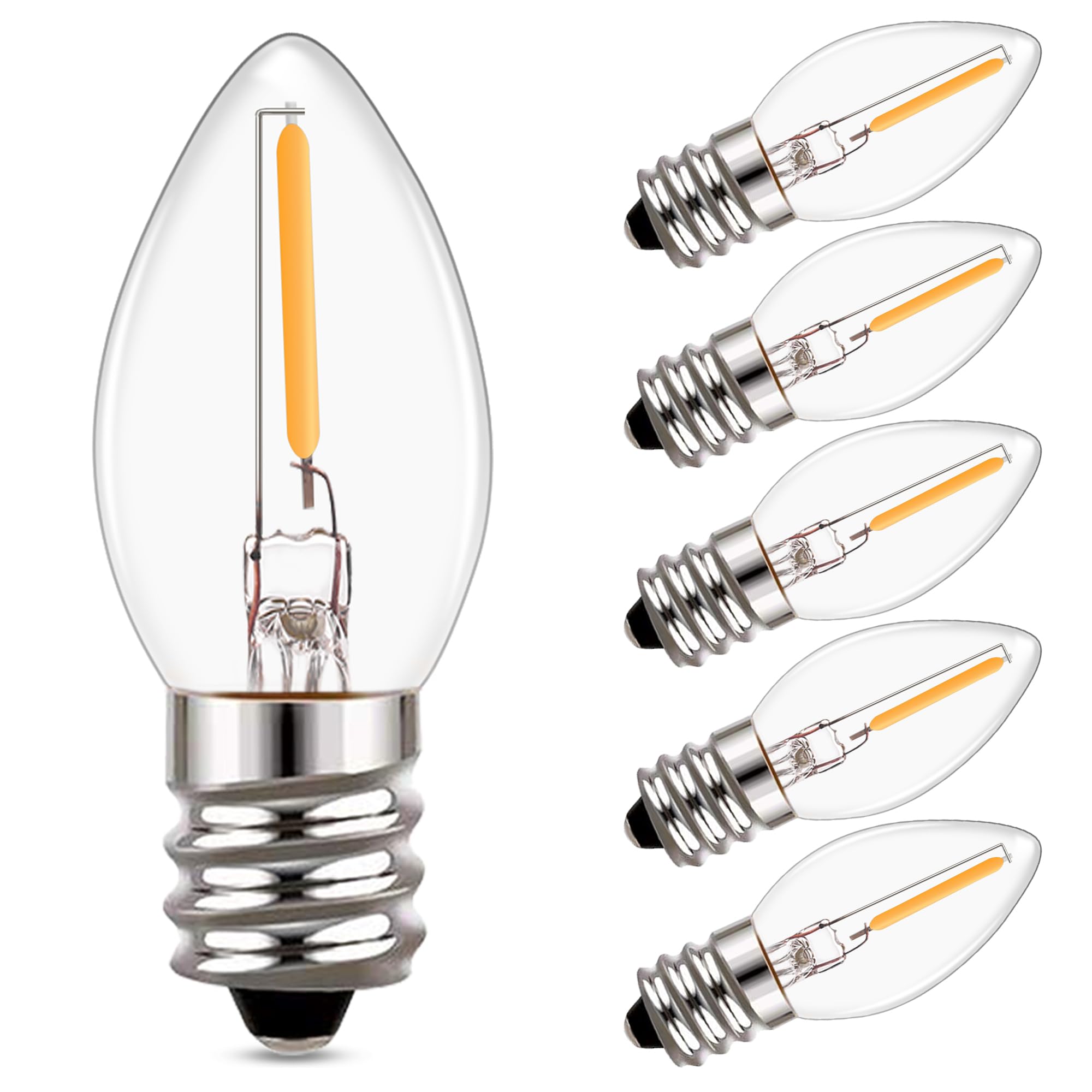 C7 Led Bulbs,0.5 Watts Filament Night Light Bulb Edison Style Sign Light E12 Candelabra Base Lamp Clear Glass 4W 5W 6W 7 Watts E