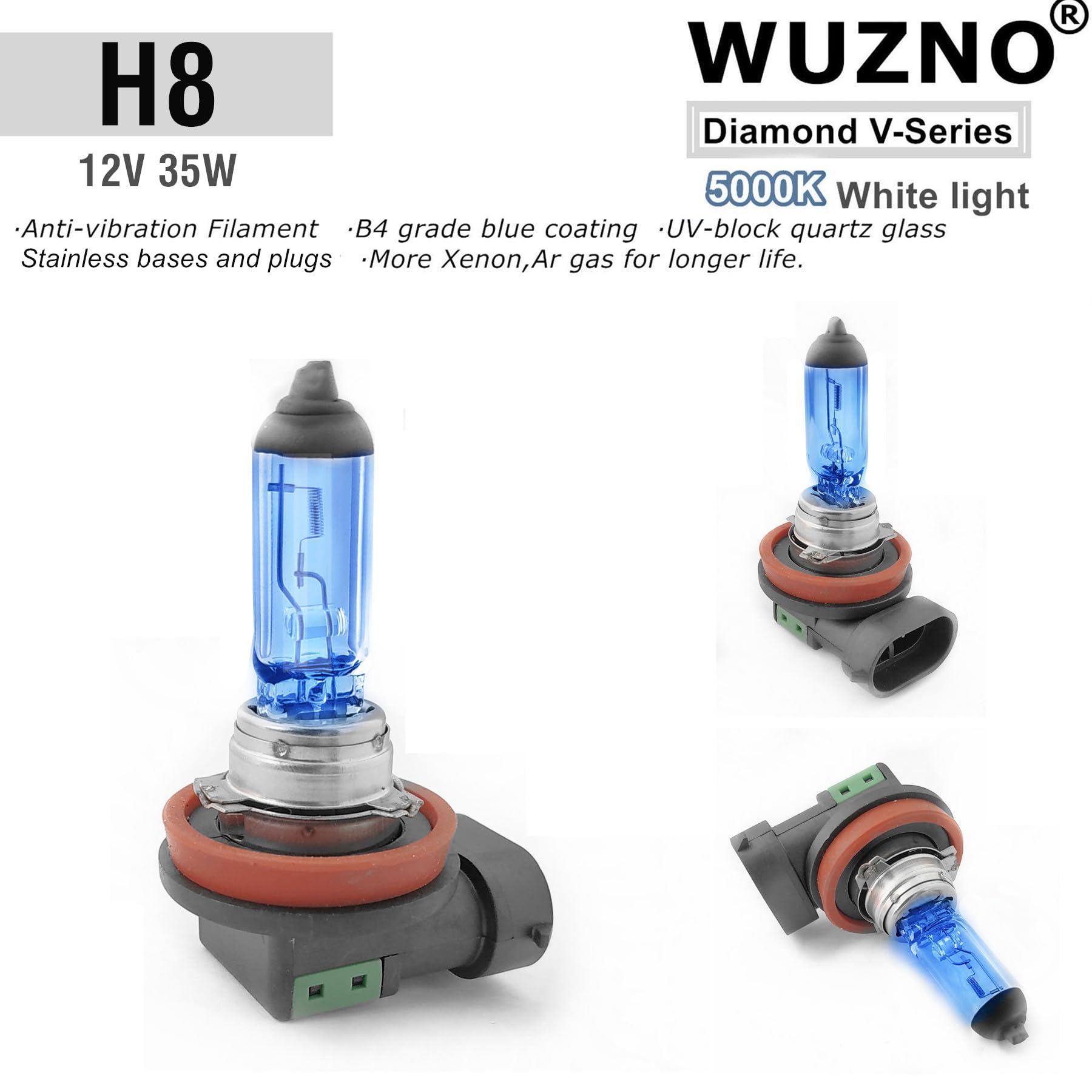 H8 Halogen Headlight Bulb/Fog Light 12V 35W White 5000K Light Headlamp Super Bright