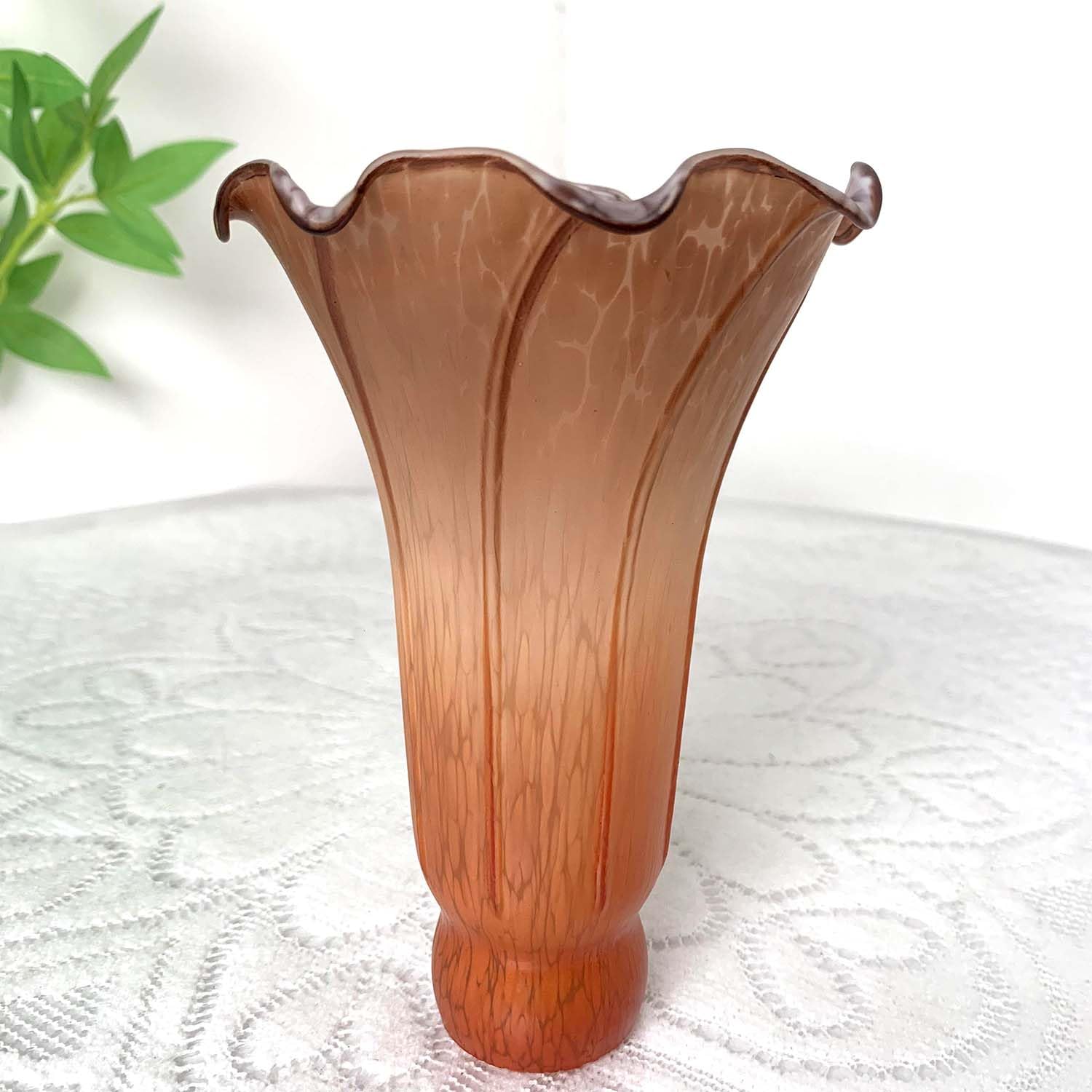 Bieye Ls27 Lily Flower Blown Glass Lampshade (Orange Brown, Opening I.D. 1.26'' X O.D. 1.5'')