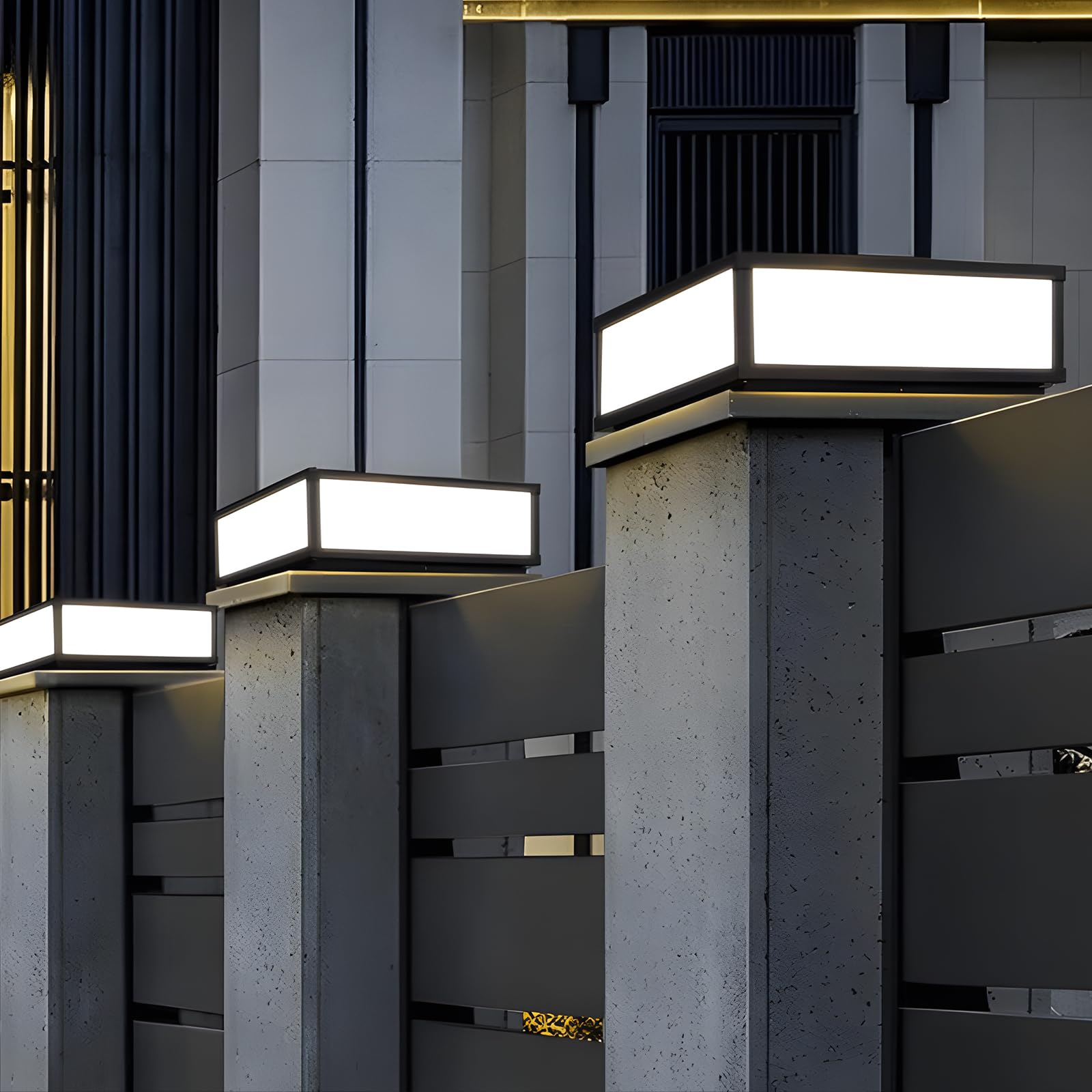 Jhotec Outdoor Modern Post Light, Led Fence Deck Cap Light High Voltage Wired Lantern Column Lamp For Flat Surface Patio Garden