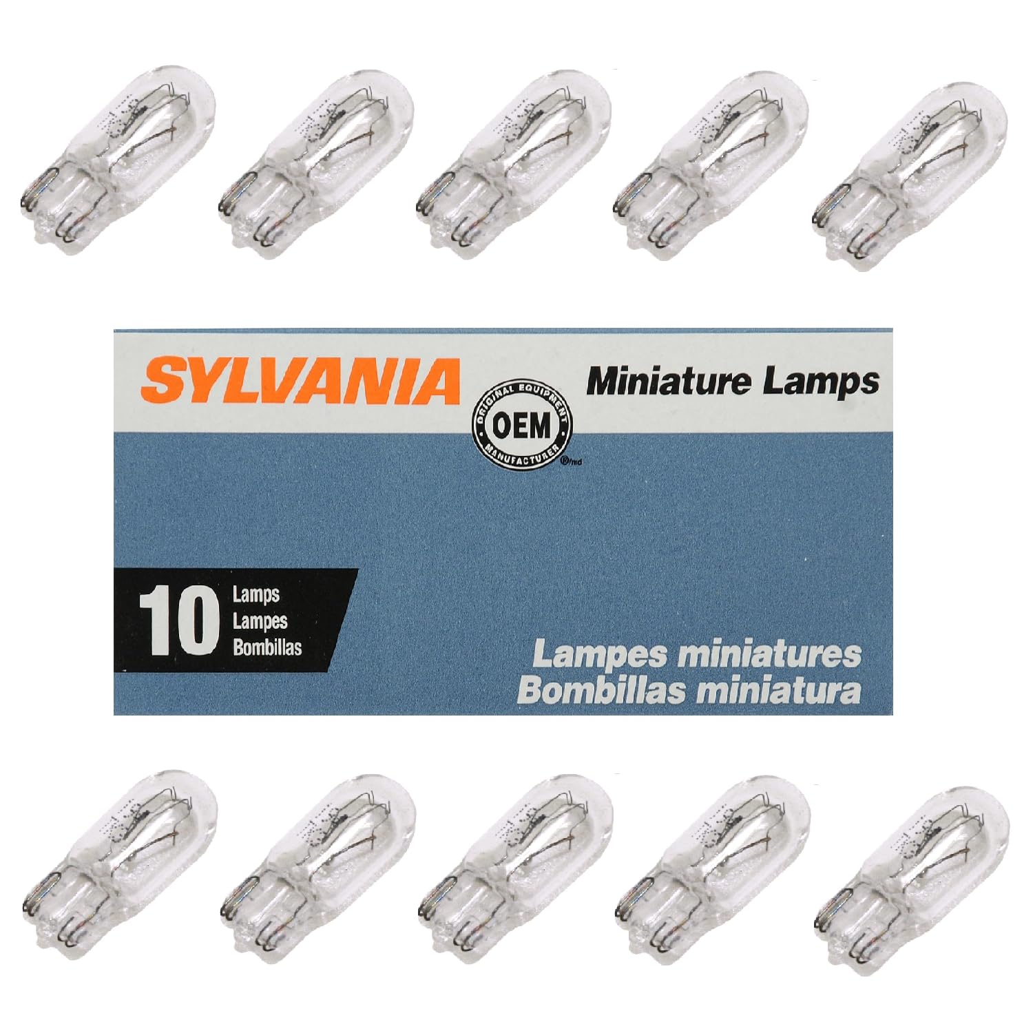SYLVANIA 194 Bulb Pack of 10, Glass, White