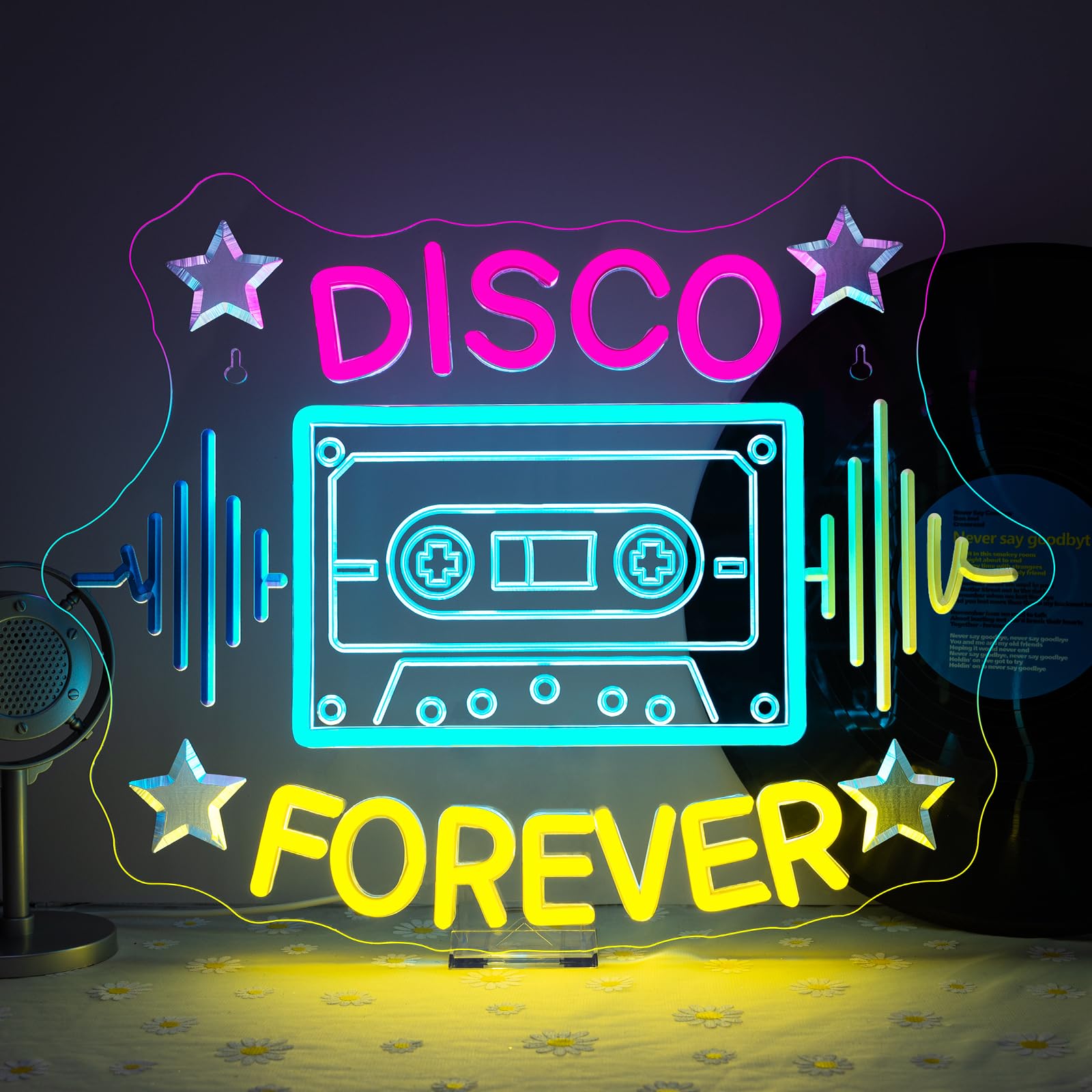 Horseneon Disco Forever Neon Sign Retro Led Wall Decor For Dance Parties Music Rooms & 70S Themed Bars  Usb-Powered With Adjustable Brightness  Color-Changing Disco Lighting