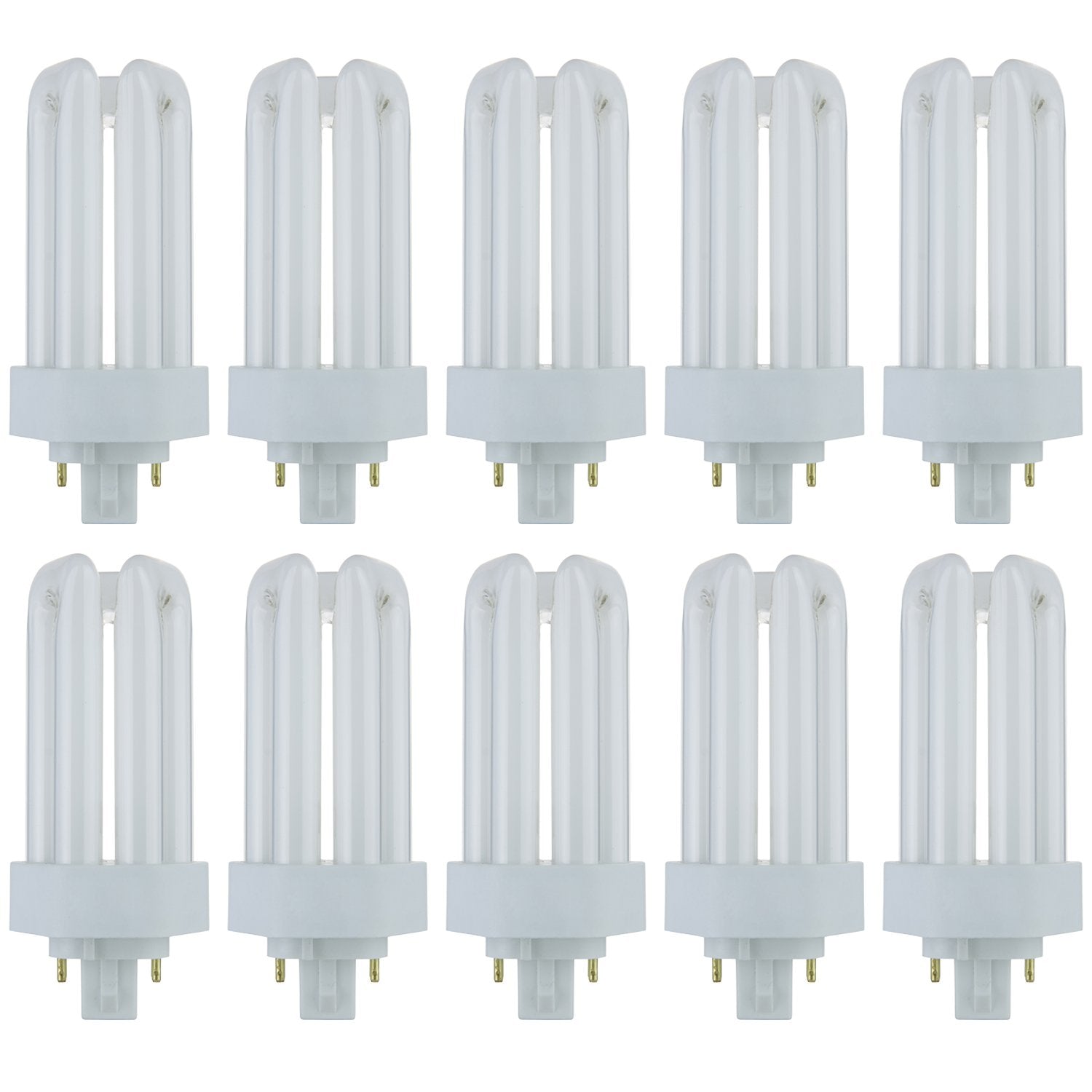 Sunlite PLT18/E/SP27K/10PK 2700K Warm White Fluorescent 18W PLD Triple U-Shaped Twin Tube CFL Bulbs with 4-Pin GX24Q-2 Base (10 