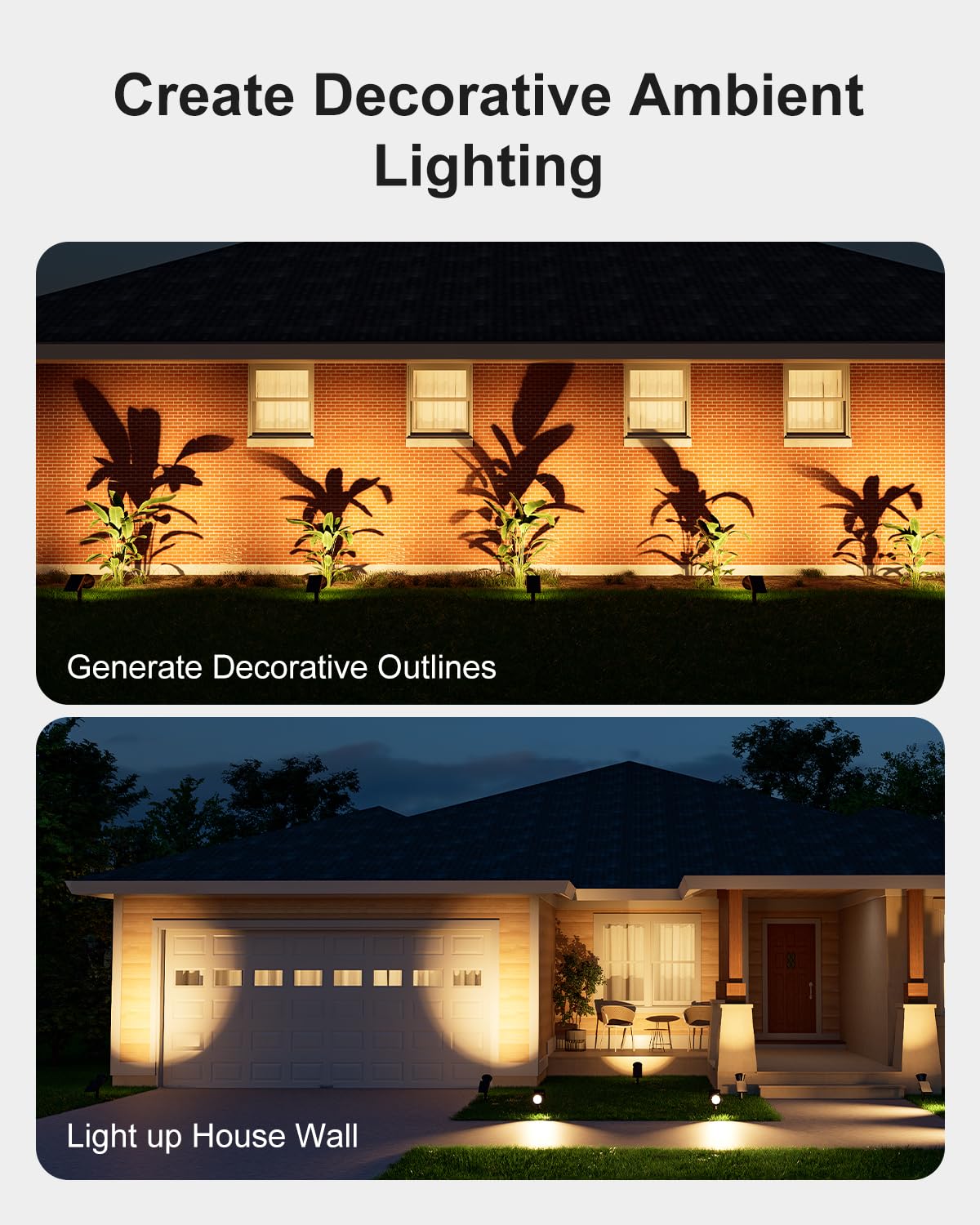 FALOVE Solar Spot Lights Outdoor, 2-in-1 Adjustable Wall/Ground Light, Auto On/Off, 1 Pack, Warm, Model YH0502C