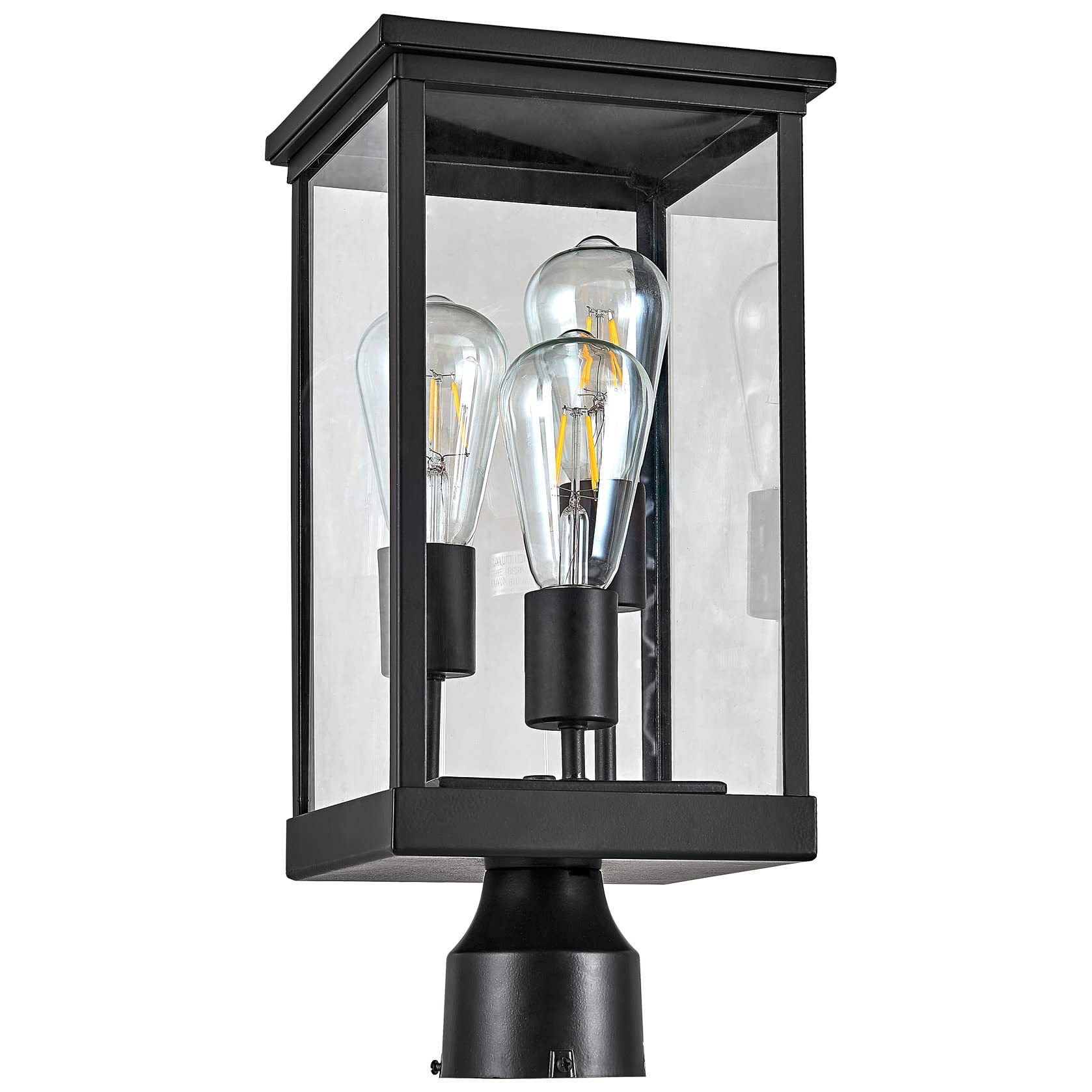Design House Mayfield Outdoor Lights with Clear Glass  Modern Outdoor Post Lights - Backyard Lights Outdoor for Patio  Driveway  Garden  and Porches  Decorative Outdoor Lamp in Black  589200-BLK