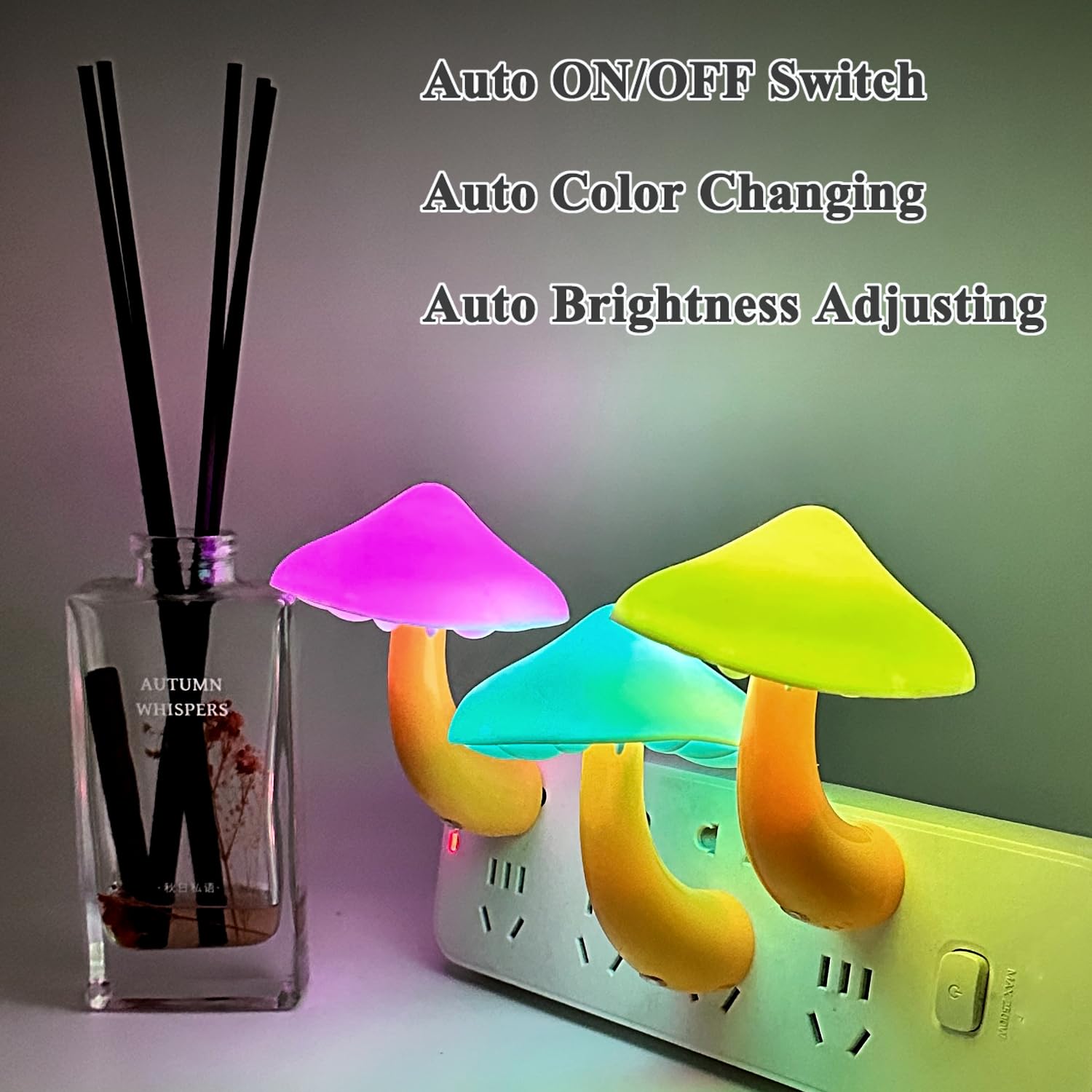 Kazgroth Color Changing Mushroom Night Light - RGB Plug-in Lamp for Kids & Adults, Cute Nursery Decor for Bedroom, Bathroom, Kitchen, Hallway