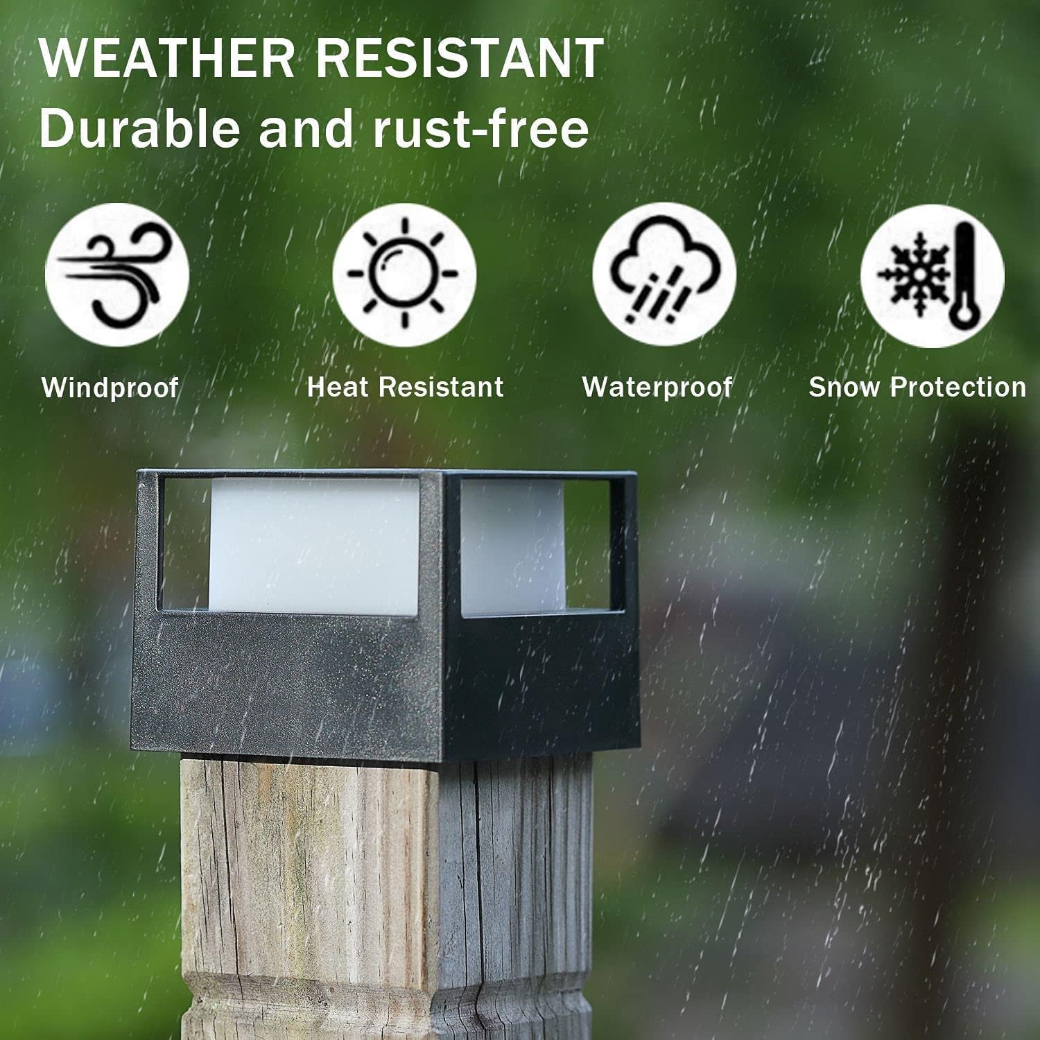 Viewsun Solar Post Cap Lights, 12 Pack for 4x4 Wooden Posts, Waterproof Black Plastic, Model ZH0009-12