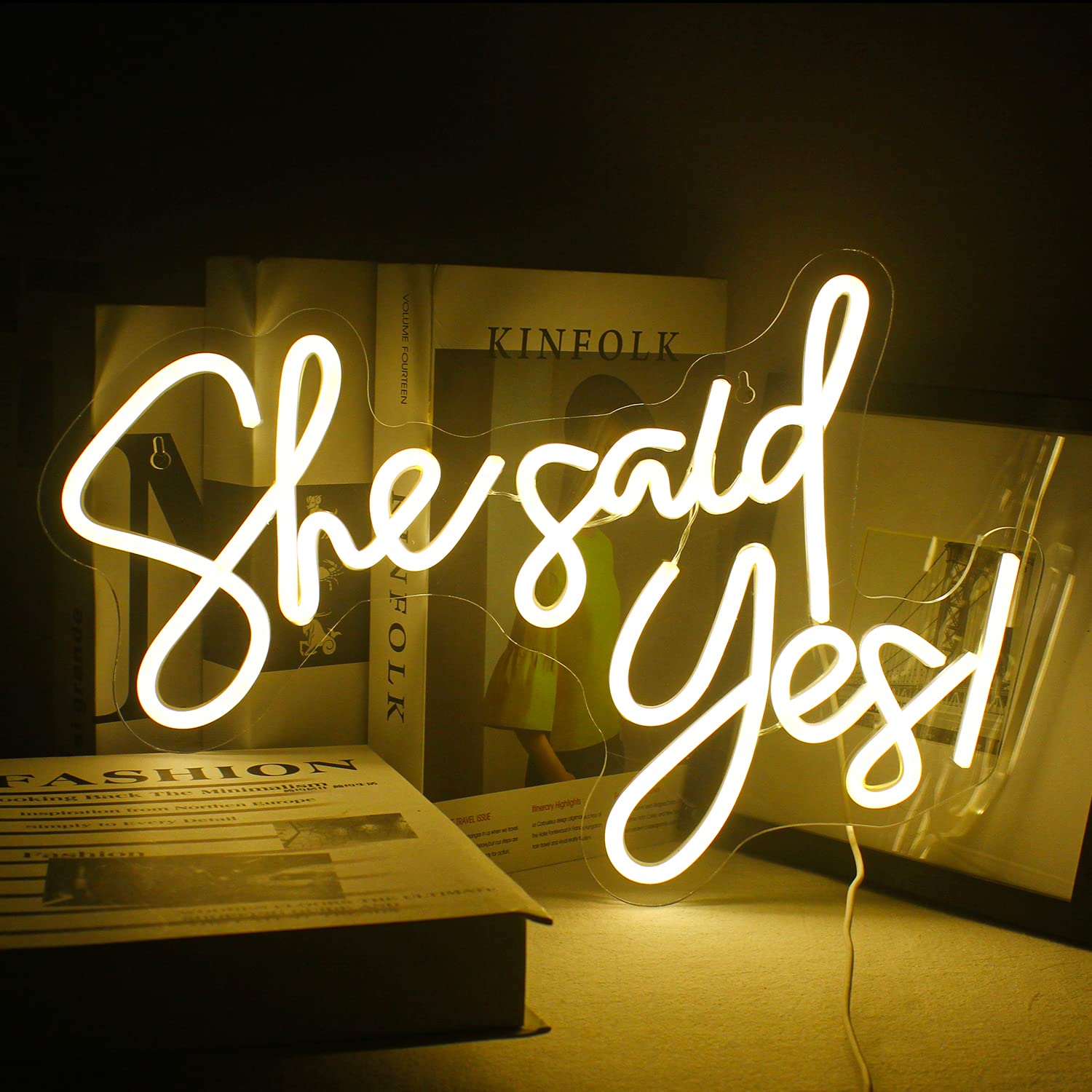 Gamerneon Neon Sign Warm White LED Wall Decor 16.7in x 11.6in Colorful inShe Said Yesin for Engagement Party