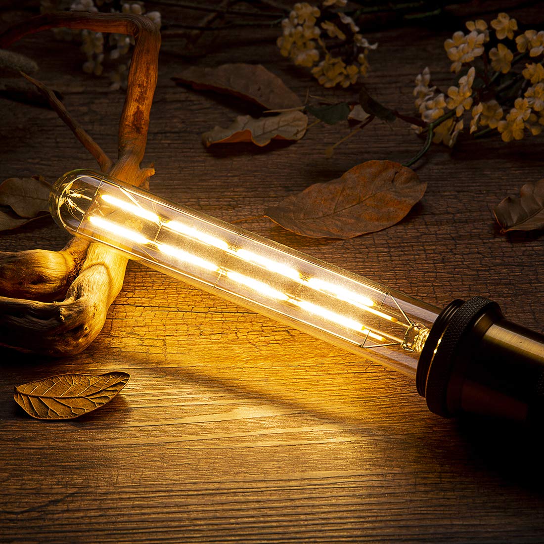 YFXRLIGHT Dimmable T10 LED Bulb, 8W (80W Equivalent), Warm White 2700K, 700LM, 4 Pack, Metal, 8.