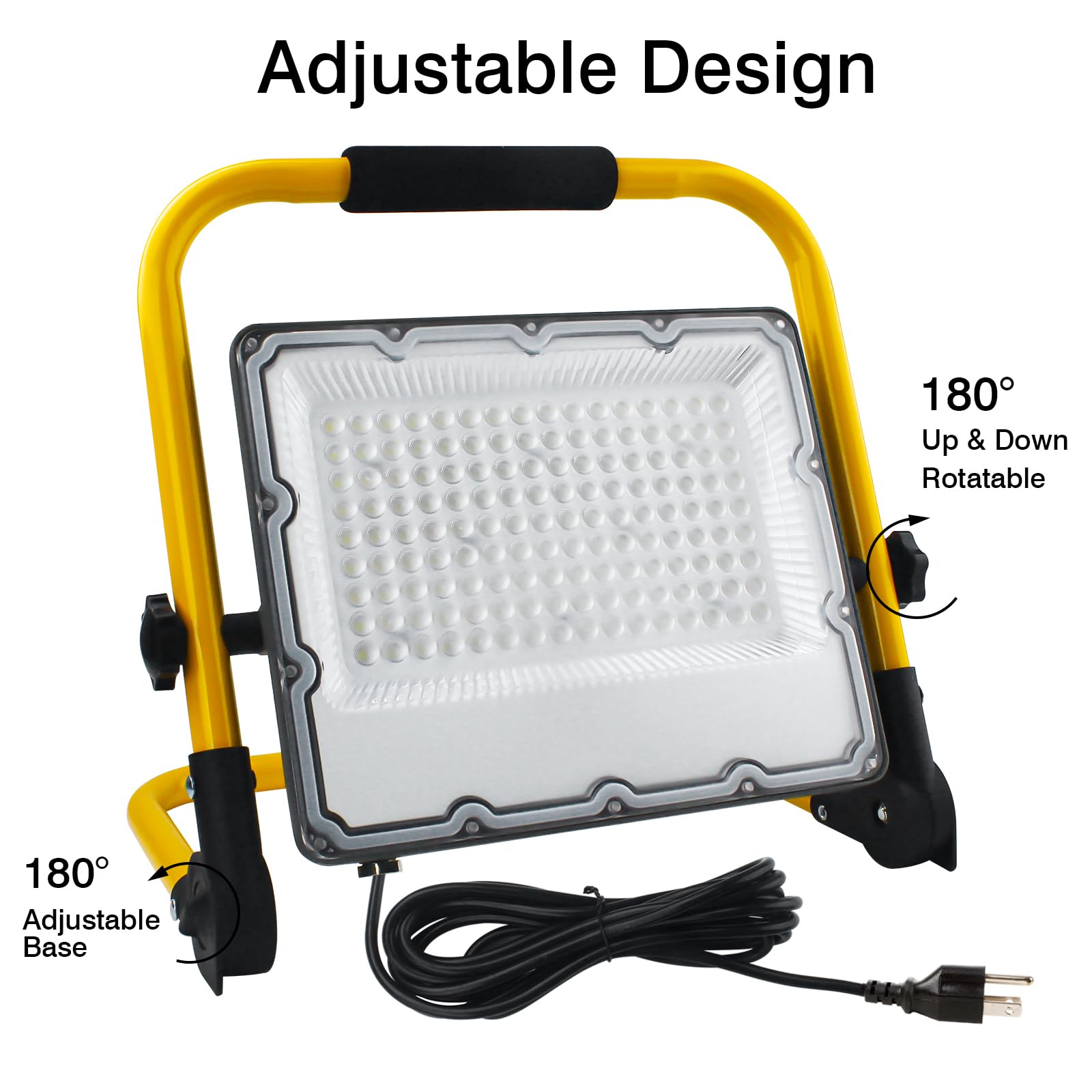 Ouside 100W Led Work Light, 10000Lm Construction Light With 13.1 Ft Cable, 700W Equivalent 6500K Portable Plug-In Working Lights With Stand, Ip66 Waterproof Job Site Light For Construction Site