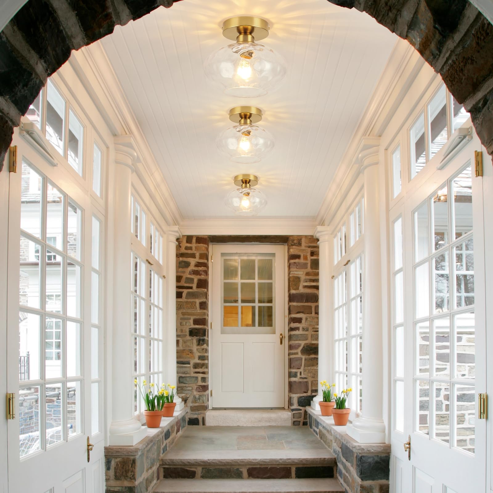 Wilon Semi Flush Mount Ceiling Light - Modern Gold Kitchen Lighting Fixtures Ceiling Hallway Light Fixtures Bedroom Ceiling Ligh