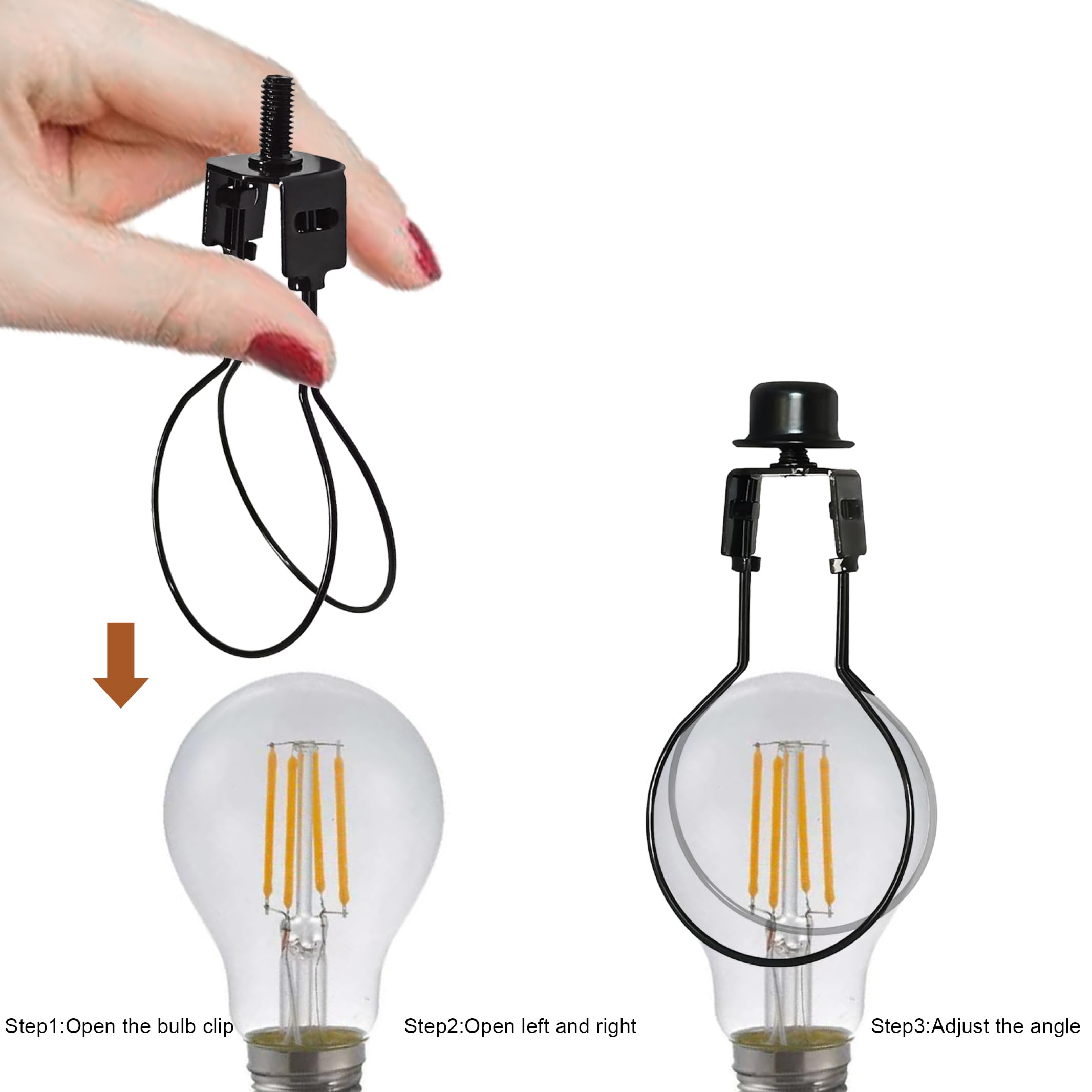 Ma&J Lamp Shade Bulb Clip Adapter, Clip On Lamp Shade Adapter Includes Finial And Lampshade Levellers,Spring Clip For Light Bulb