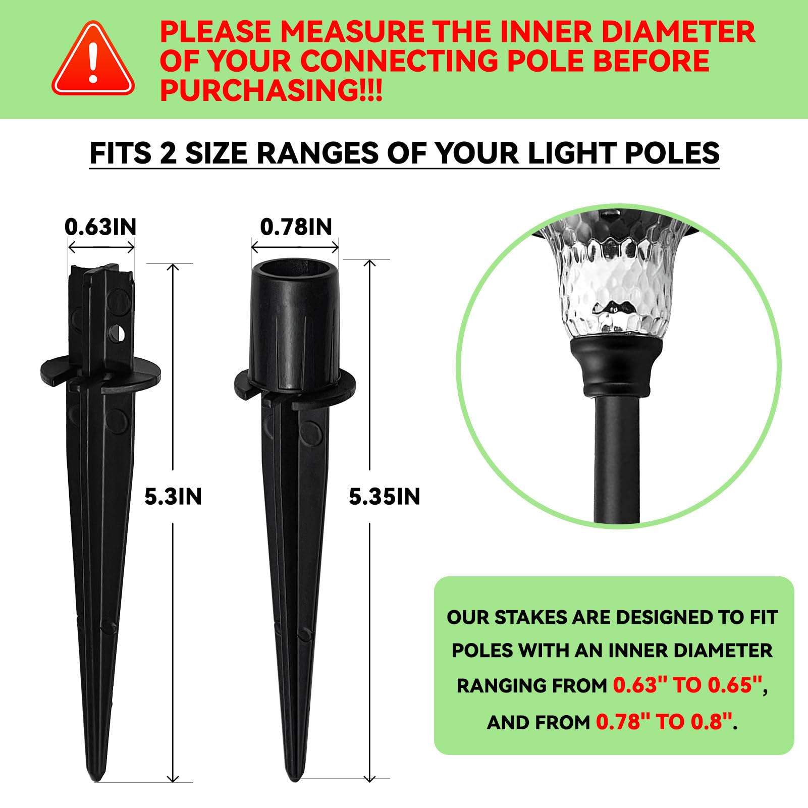 10 Pack Metal Replacement Stakes For Solar Lights Outdoor, 0.78&quot; X 5.35&quot; Solar Pathway Lights Spike Replacer, Outdoor Ground Stakes For Garden Lights Landscape Yard Pathway Patio Lamps Pole