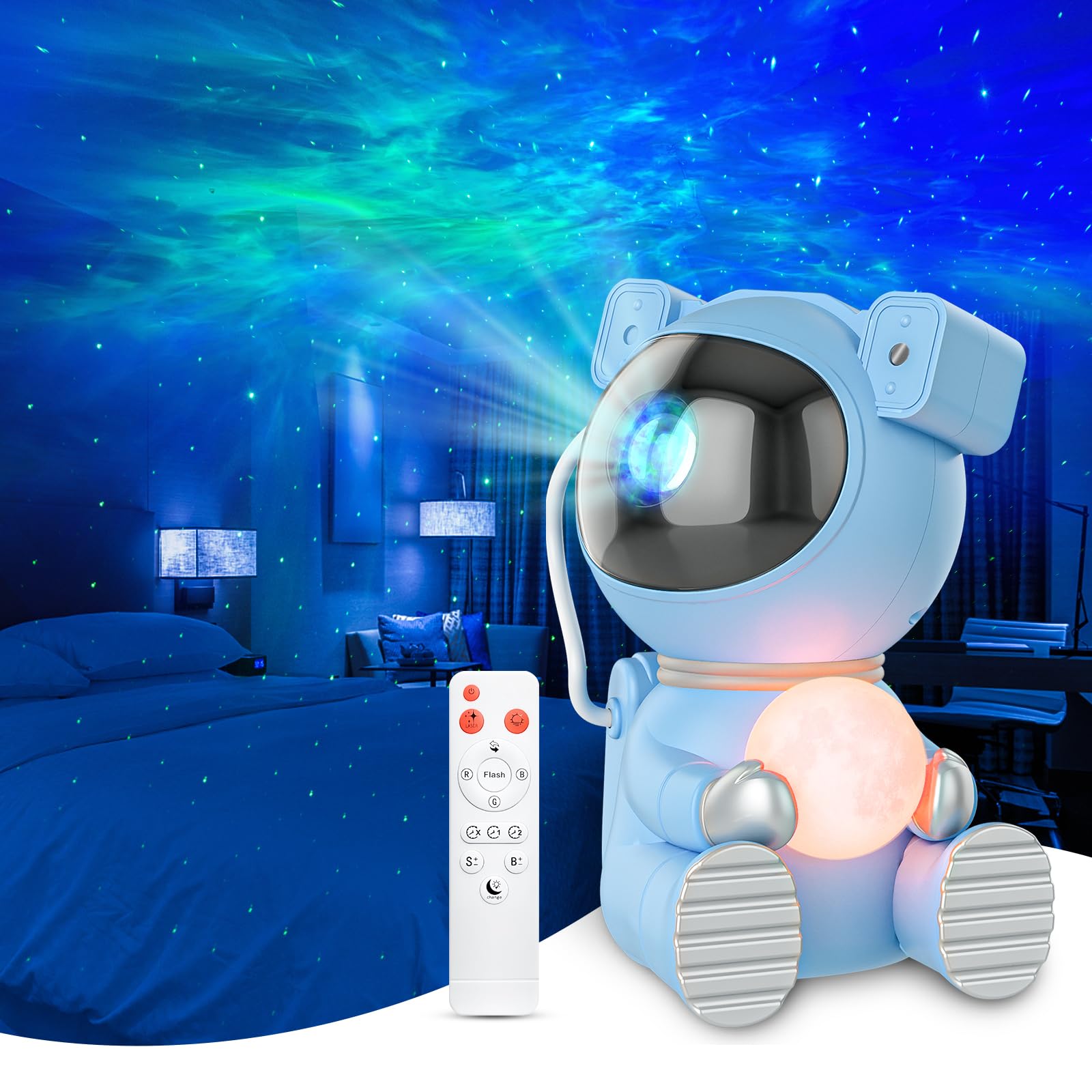 Cayclay Astronaut Galaxy Projector, Star Projector with Timer and Remote, Night Light with Moon Lamp, LED Nebula Lamp for Kids Adults, Room Decor Gift (Blue Pro)