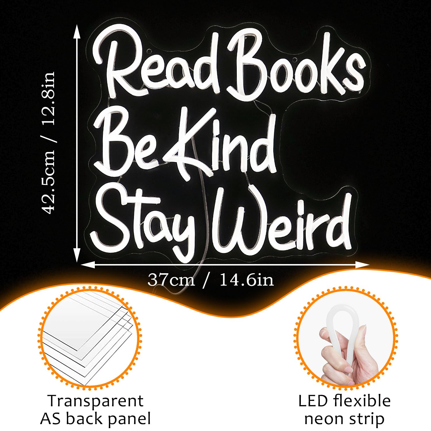 Lisignve Led Neon Sign - Read Books Be Kind Wall Decor, Dimmable, Usb Powered, 14.17X13, White