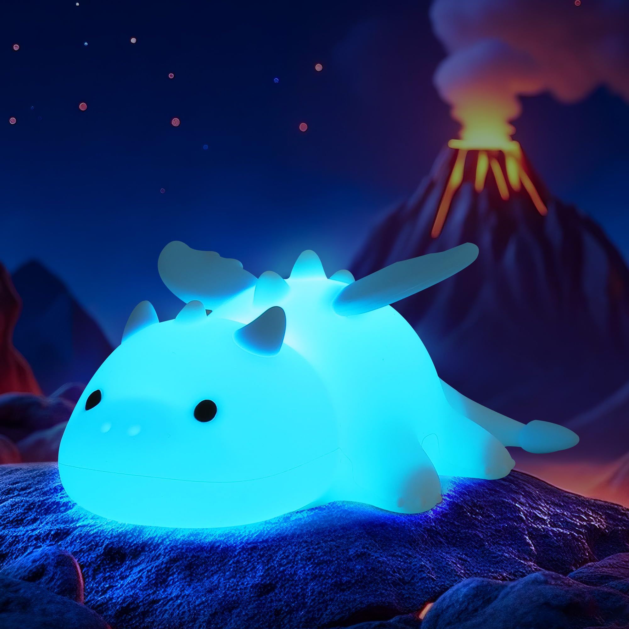 nite Dragon Night Light  Cute Dragon Lamp With 8 Color Lights  Soft Silicone Kids Nursery Nightlight Led Touch Light  Kids Bedroom Decor As Xmas Birthday Gifts