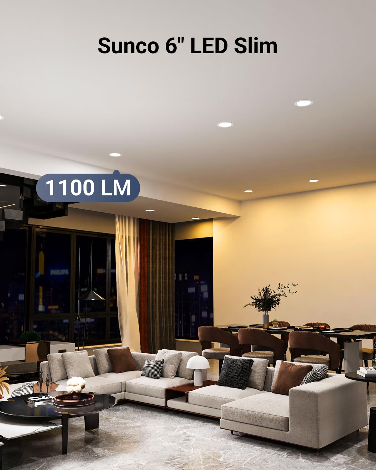 Sunco 24 Pack 6 Inch Led Recessed Ceiling Lights Ultra Thin, Canless Slim With Metal Junction Box, 1100 Lm Selectable Cct 2700K/