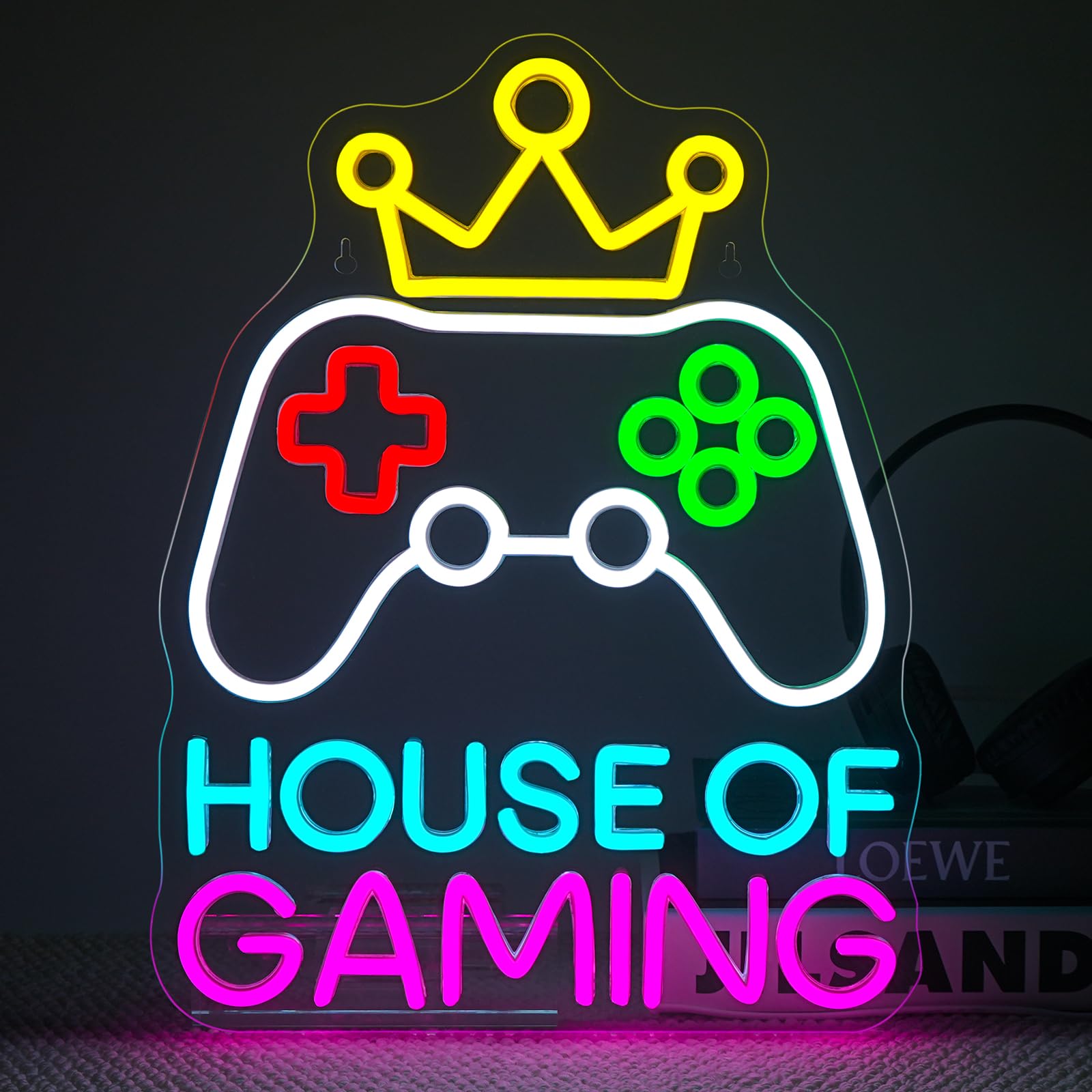 Gaming Neon Sign With Crown Design Led Gamepad Neon Light For Gamer Room And Bedroom Wall Decor Colorful Game Led Sign Cool Gamer Gifts For Teens