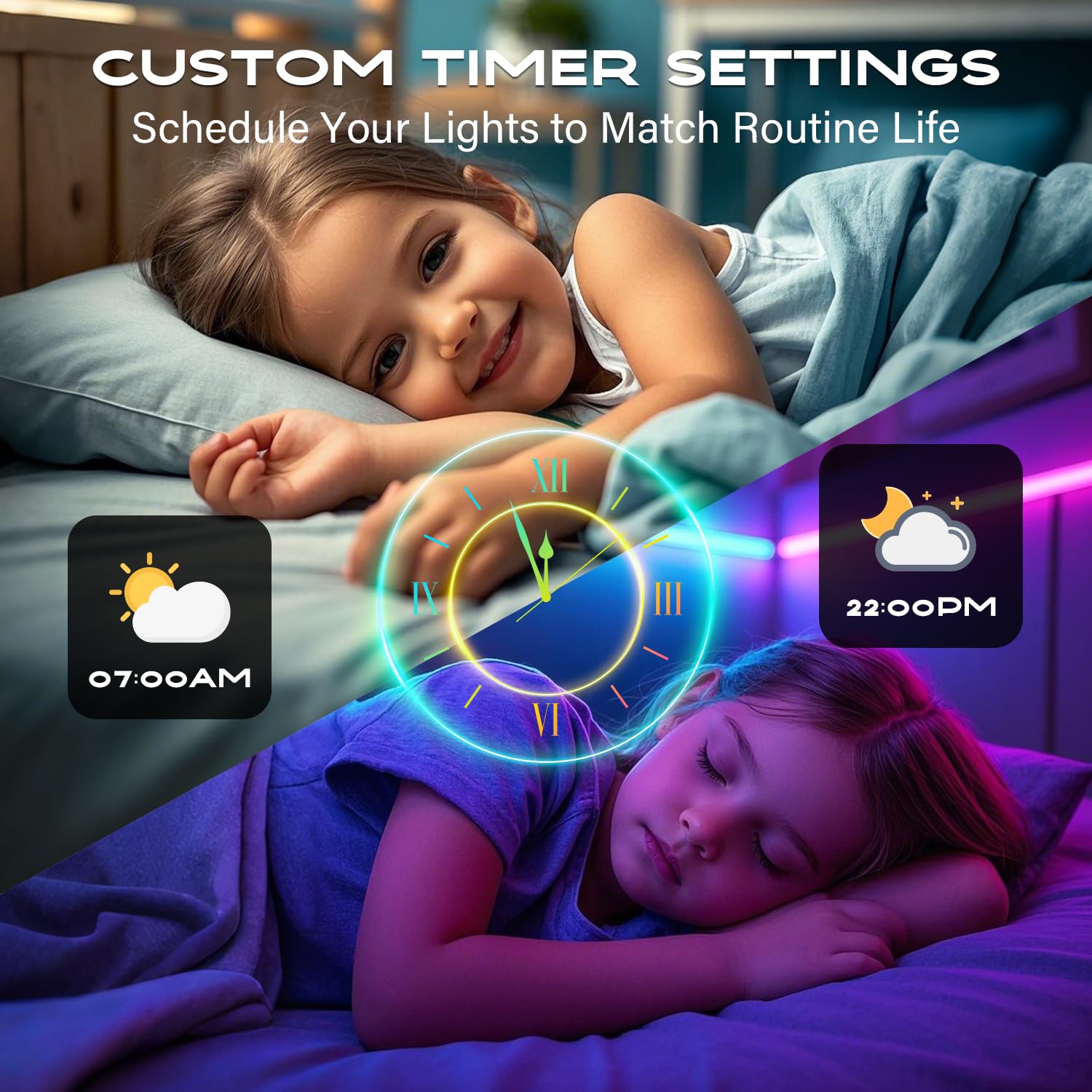 CHARKEE LED Strip Lights Kit, 65.6ft (2 Rolls of 32.8ft), RGB Color Changing with 44 Keys Remote, Model CH55NW3002P1