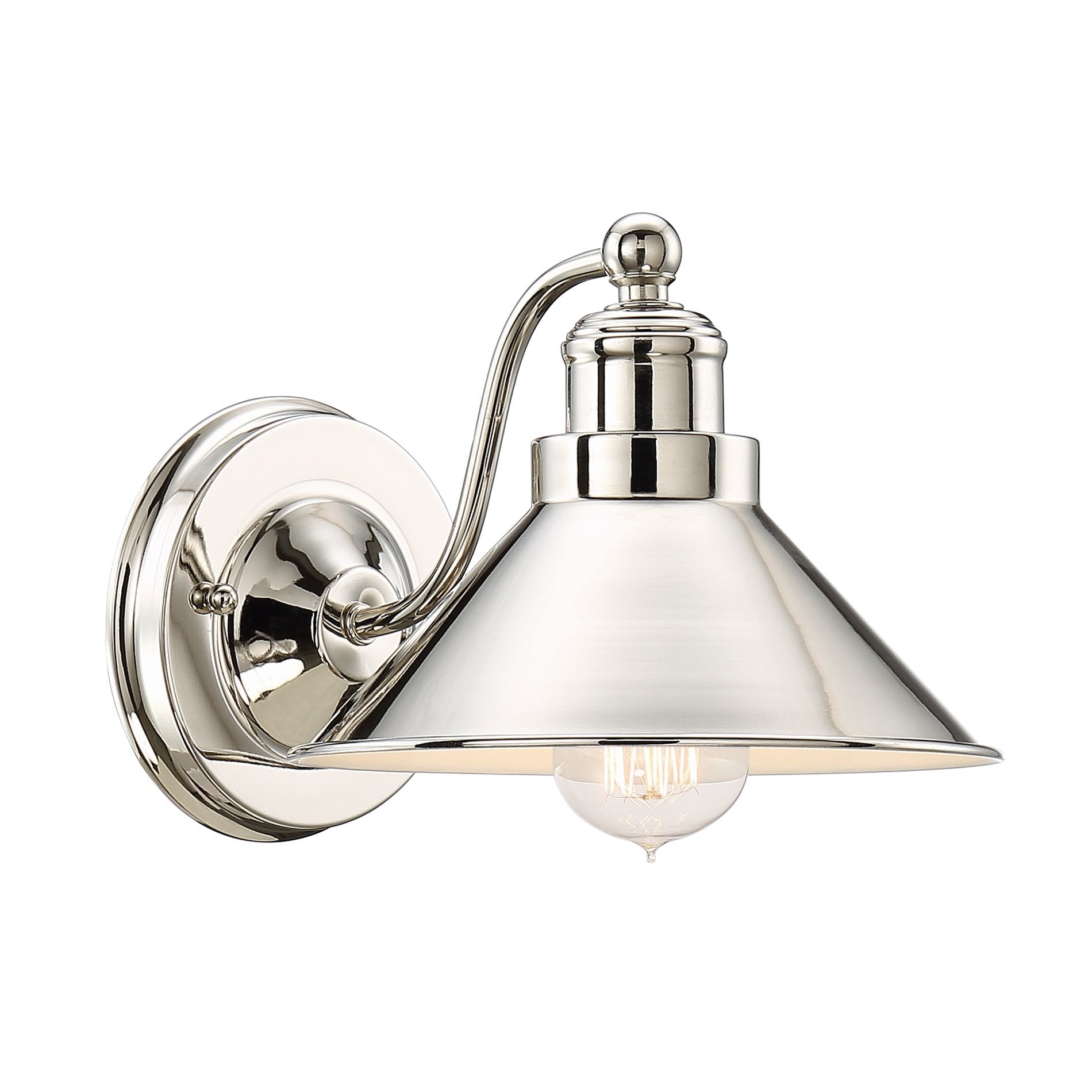 Kira Home Welton Wall Sconce, Modern Industrial, Polished Nickel, 8.5in, Metal, Model RV-W4811-PN