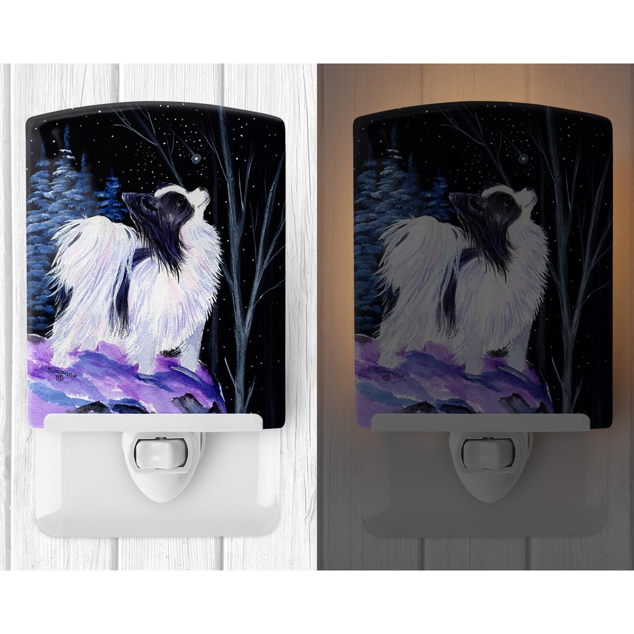 Carolines Treasures Ceramic Night Light, Starry Night Papillon, 6x4x3, UL-Certified, Multicolor, Model SS8383CNL