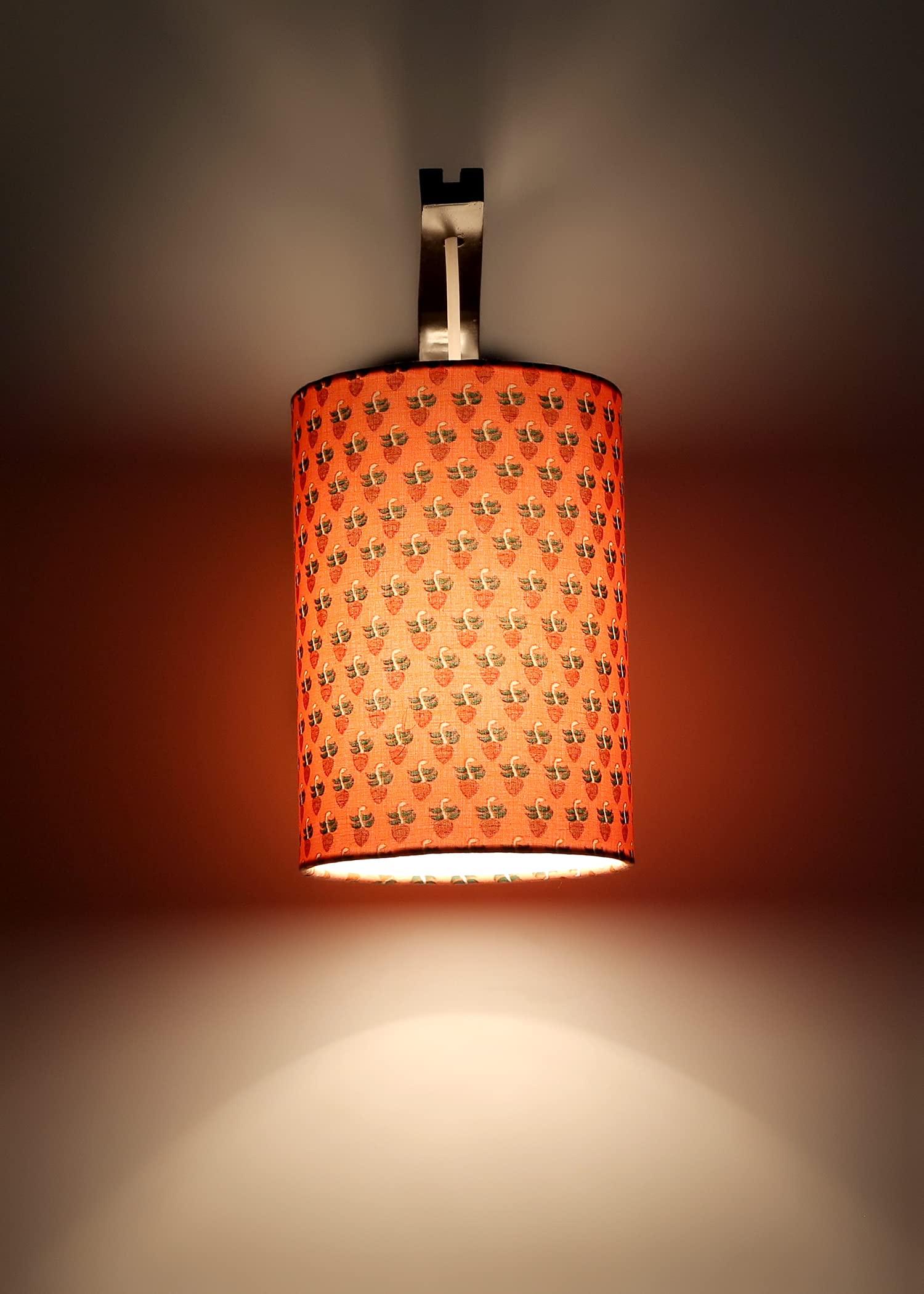 LIGHT ANGLE Wooden Decorative Surface Mounted Classic Wall Fabric Lamp For Home Decor (Beige) (Corall)