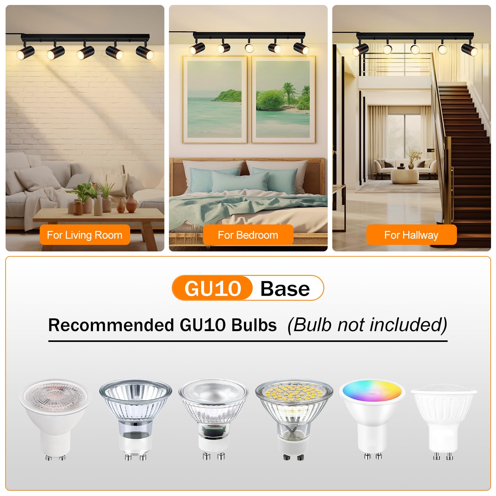 Auquee 5 Light Track Lighting Kit,Black 5 Way Modern Plug In Ceiling Spotlight,Industrial Led Wall Light For Kitchen Cabinet Gal