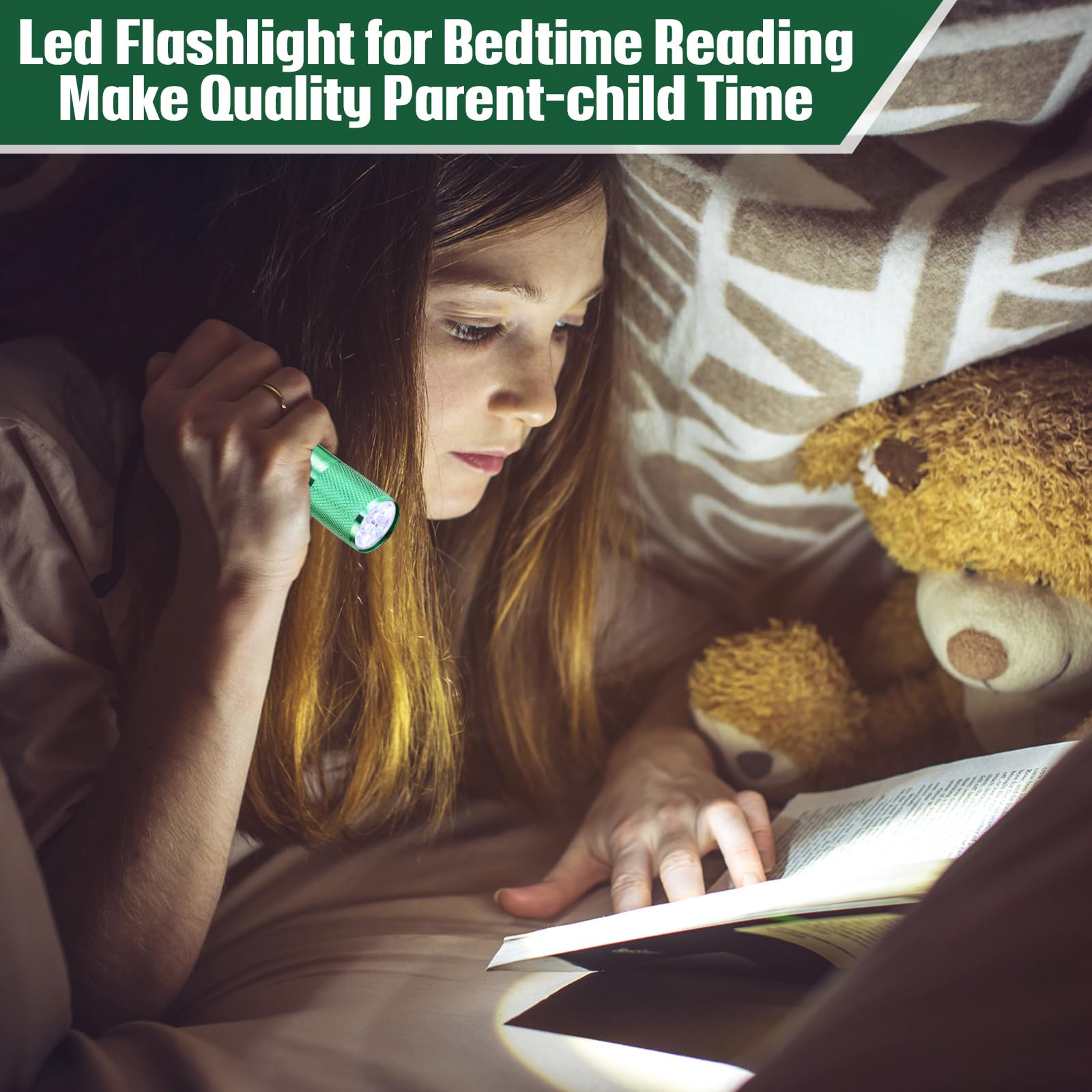 VIHOSE Mini Flashlights Bulk, 20 Pcs, Bright Aluminum LED, Small Handheld, Green, Perfect for Night Reading, Camping, Emergency