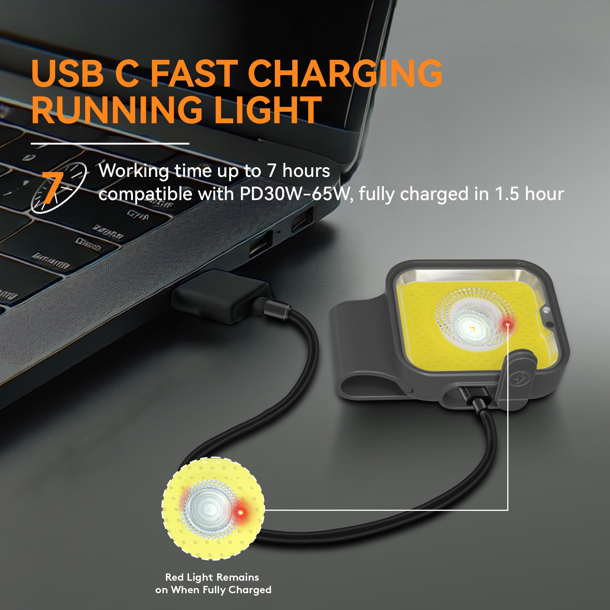 Yls Rechargeable Running Light, 12 Modes, High Visibility, Tuff Grey, Model ZIAU-4884