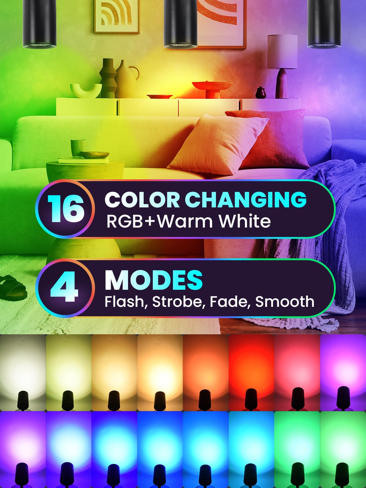 Aodiyipei Rgbw Indoor Spotlight 10W Led Color Changing Spotlight With Remote, 120V Christmas Up Lights Accent Spot Light With Fo