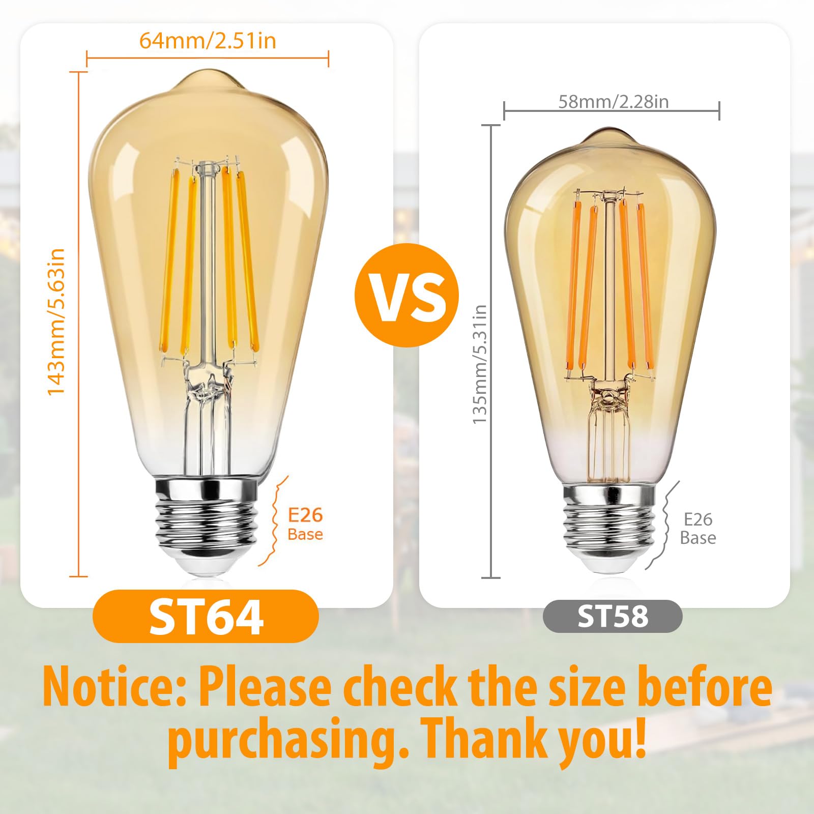 12Packs St64 Large Vintage Led Edison Bulbs, 60W Equivalent 7W, 800Lumens, Dimmable Antique Led Filament, 2700K Amber Warm White