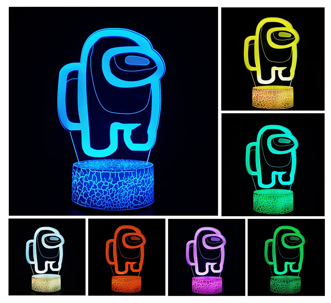 Gftxvrgea 3D Optical Illusion Night Lights Visual Creative Led Desk Lamp Remote Control And Touch Control 7 Color Change Usb Pow