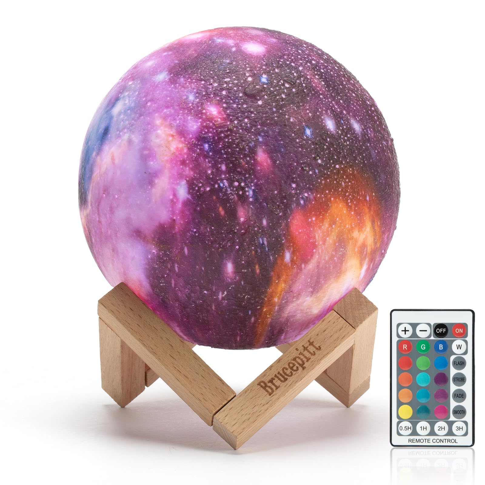 Brucepitt Moon Lamp Galaxy Lamp Upgraded Timing 7.1 Inch 16 Colors 3D Moonlight Galaxy Light,Moon Night Light For Adults,Kids Lamp Moon Gifts For Women Girls Boys Bedroom