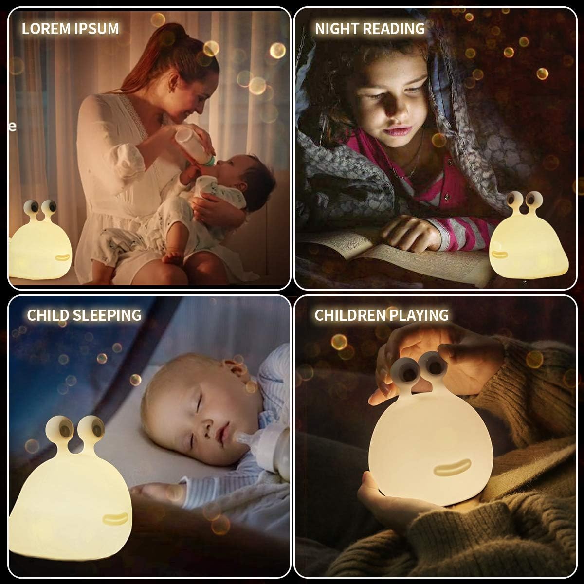 MUID Slug Night Light - Touch Sensor Silicone Lamp for Bedroom, Nursery, Kids - Model H-L-14, Soft Squishy Design, Cute Animal, Slug Color