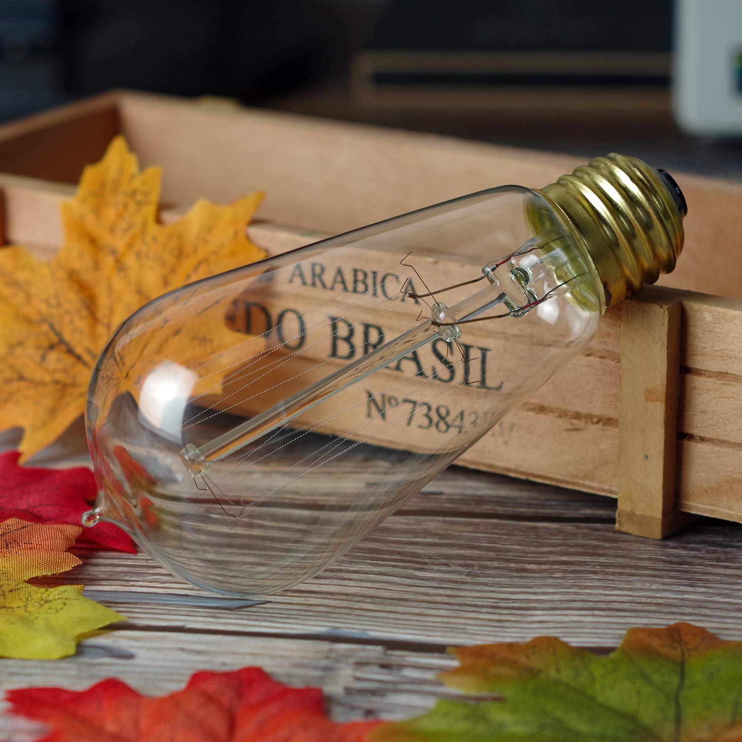 Jslinter Edison Light Bulb 6-Pack, Warm White 2200K, 60W Dimmable ST58, Clear Glass, Antique Vintage Style
