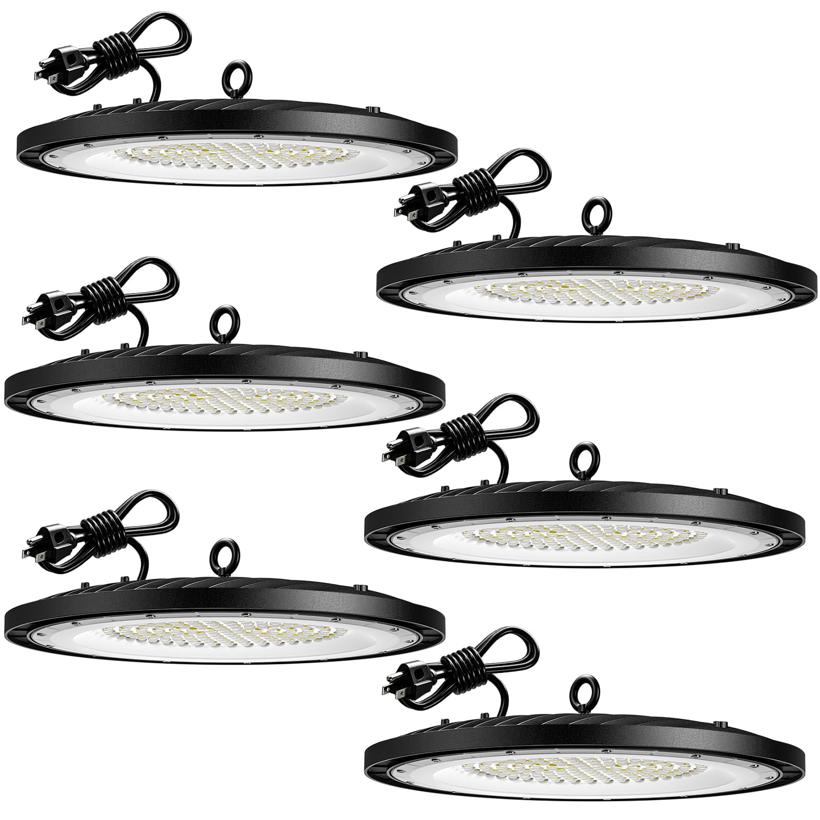 Amico 6 Pack UFO LED High Bay Light 200W 28000lm 5000K UL Listed Model MF060019