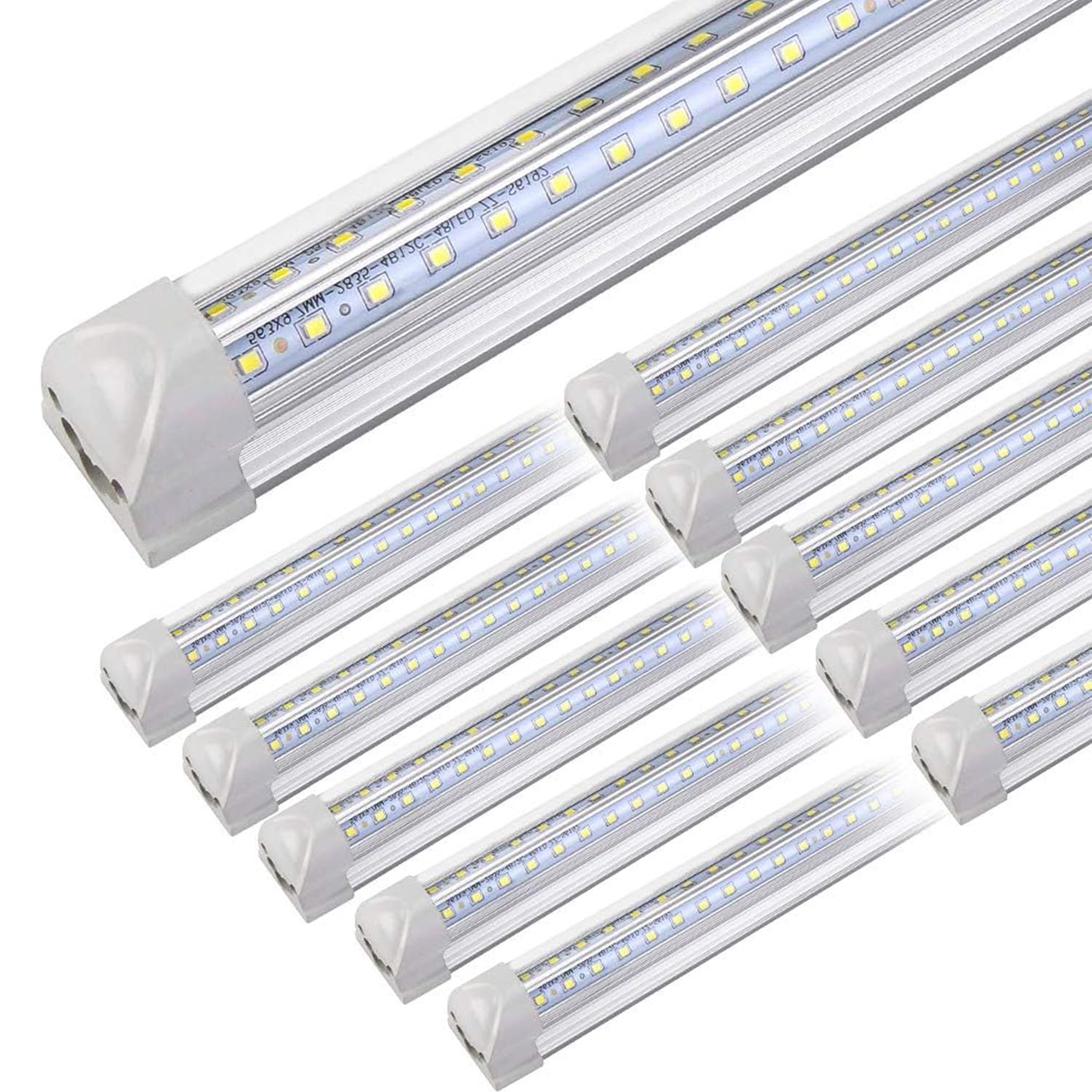 10Pack 4FT LED Shop Light - 50W 8000LM 6500K Linkable Clear Cover T8 LED Tube Light for Workshop, Warehouse, Basement - Plug and